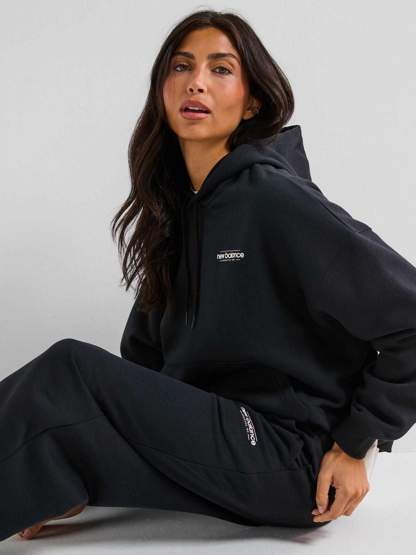 New Balance Womens Reimagined Fleece Oversized Hoodie Black Very