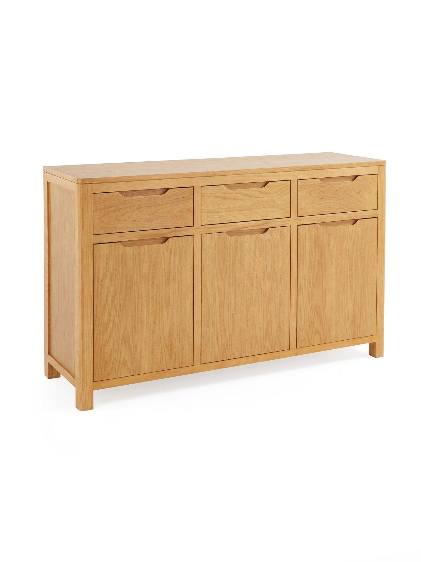 Image 3 of 7 of The Very Collection Saxon Large Ready Assembled Sideboard - Oak