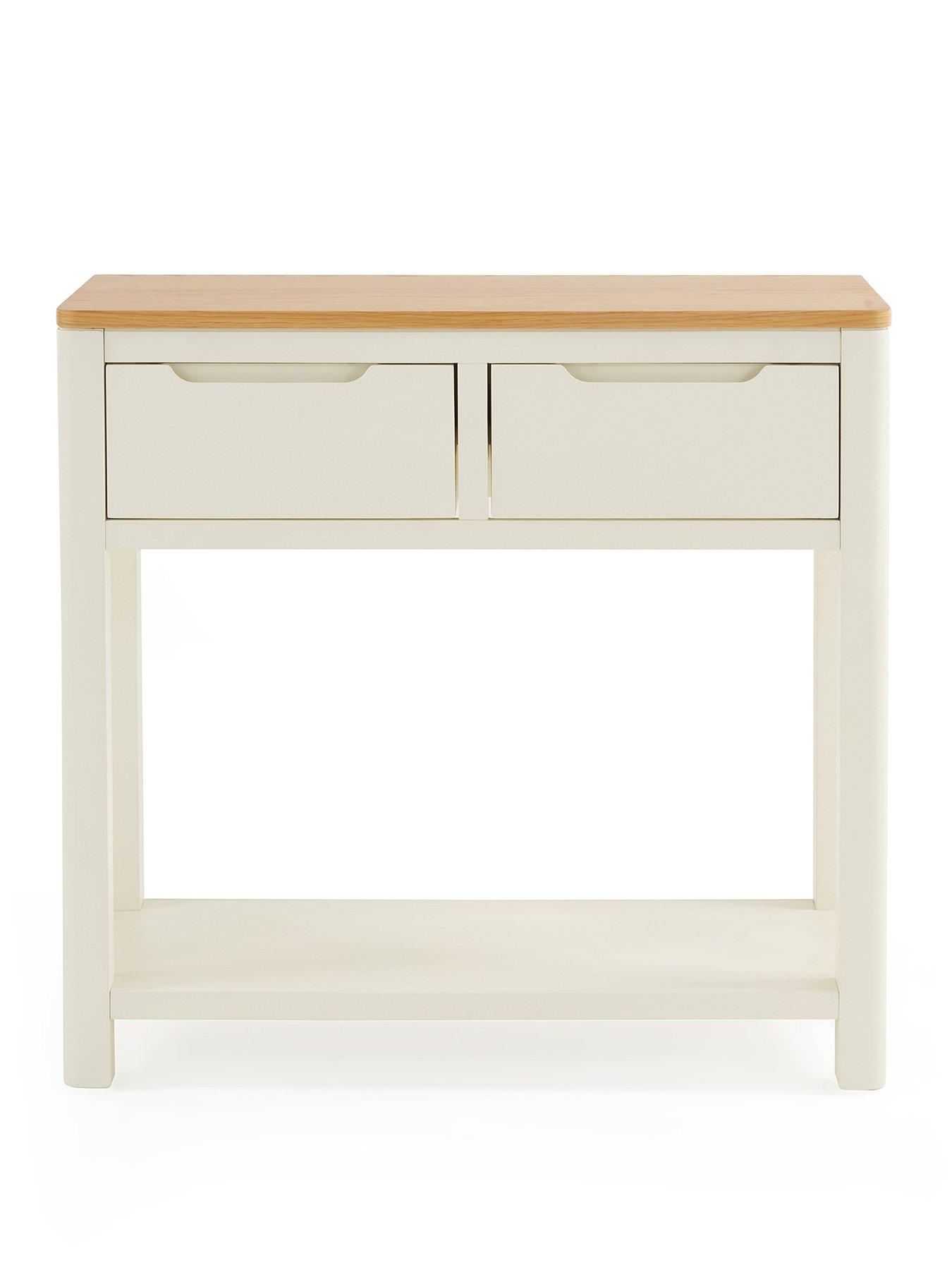 Image 2 of 7 of The Very Collection Saxon&nbsp;2 Drawer Console Table with Shelf - Cream/Oak