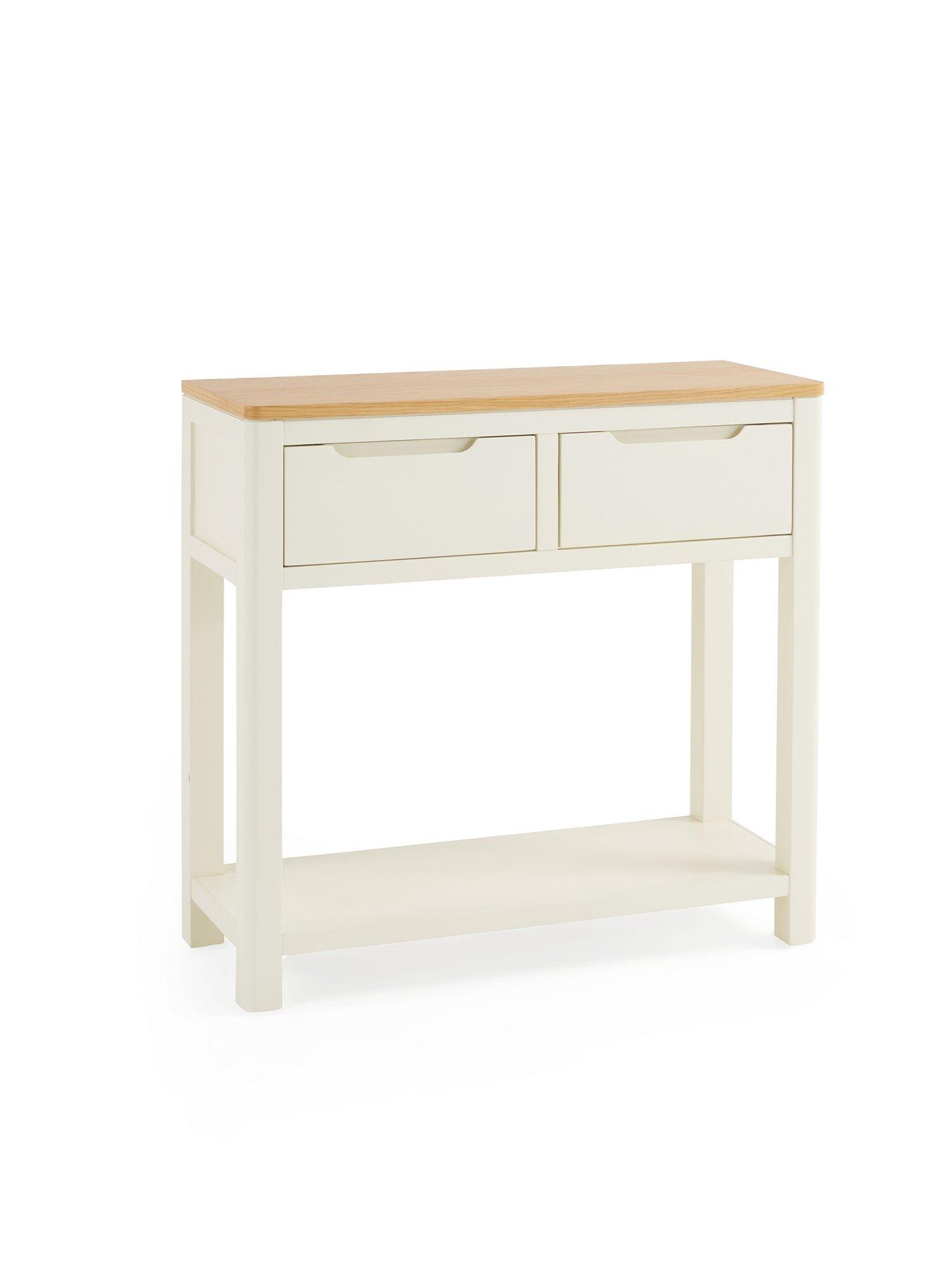 Image 3 of 7 of The Very Collection Saxon&nbsp;2 Drawer Console Table with Shelf - Cream/Oak