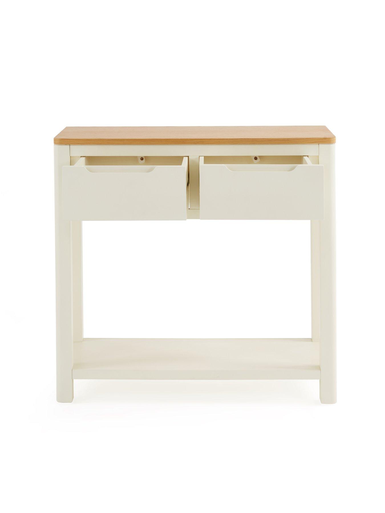 Image 4 of 7 of The Very Collection Saxon&nbsp;2 Drawer Console Table with Shelf - Cream/Oak