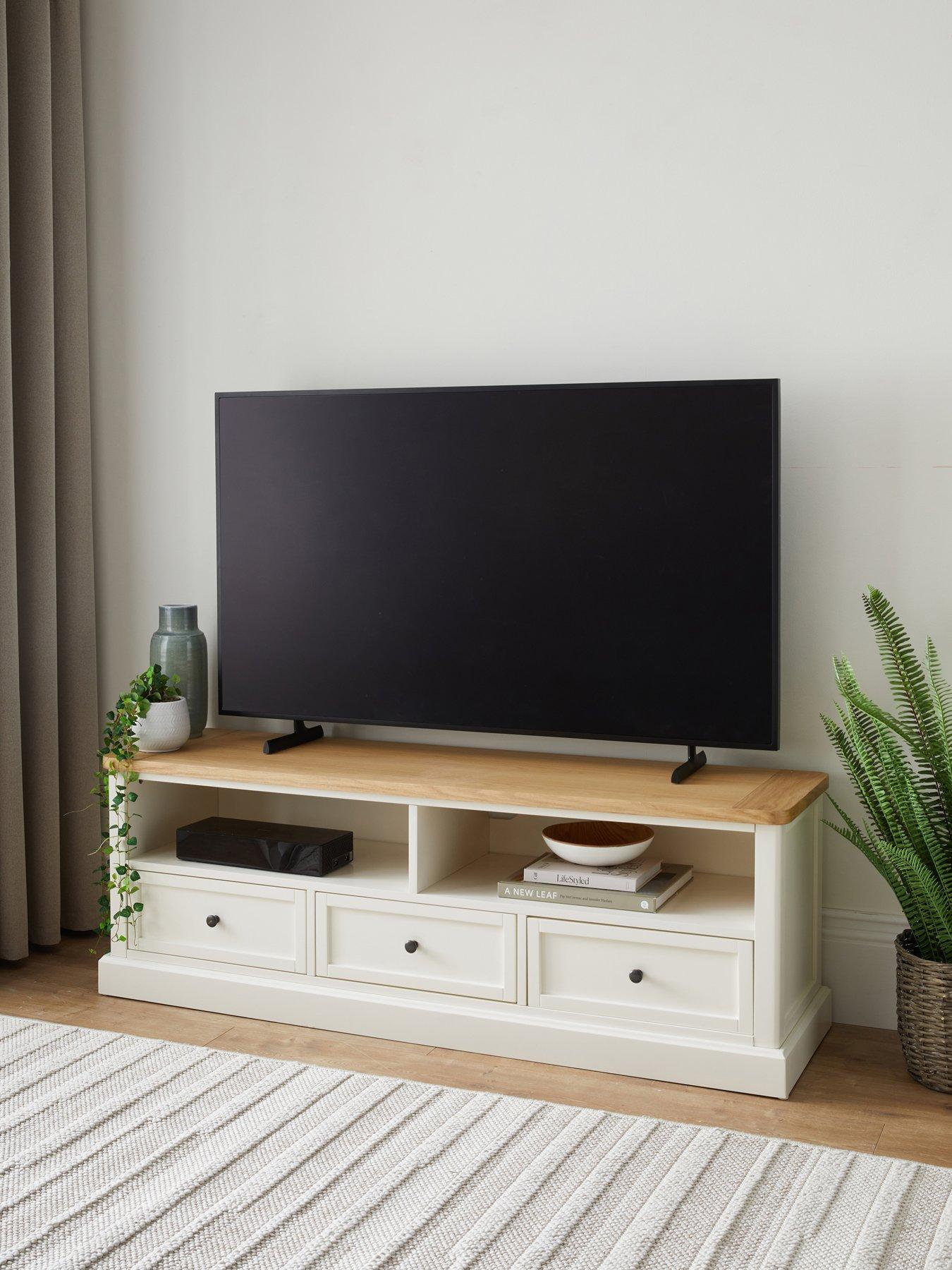 The Very Collection Charlton TV Unit fits up To 65" TV in Ivory/Oak - FSC® Certified