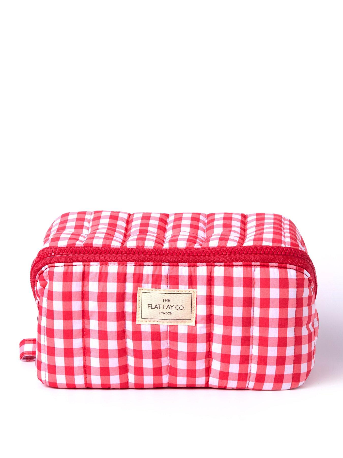 undefined Marshmallow Flat Lay Makeup Box Bag - Red Gingham