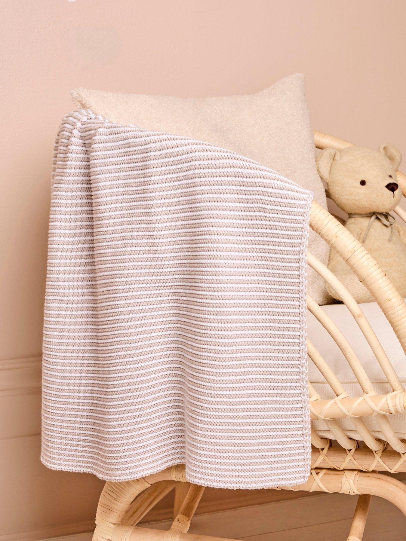 undefined Knitted Stripe Blanket Grey