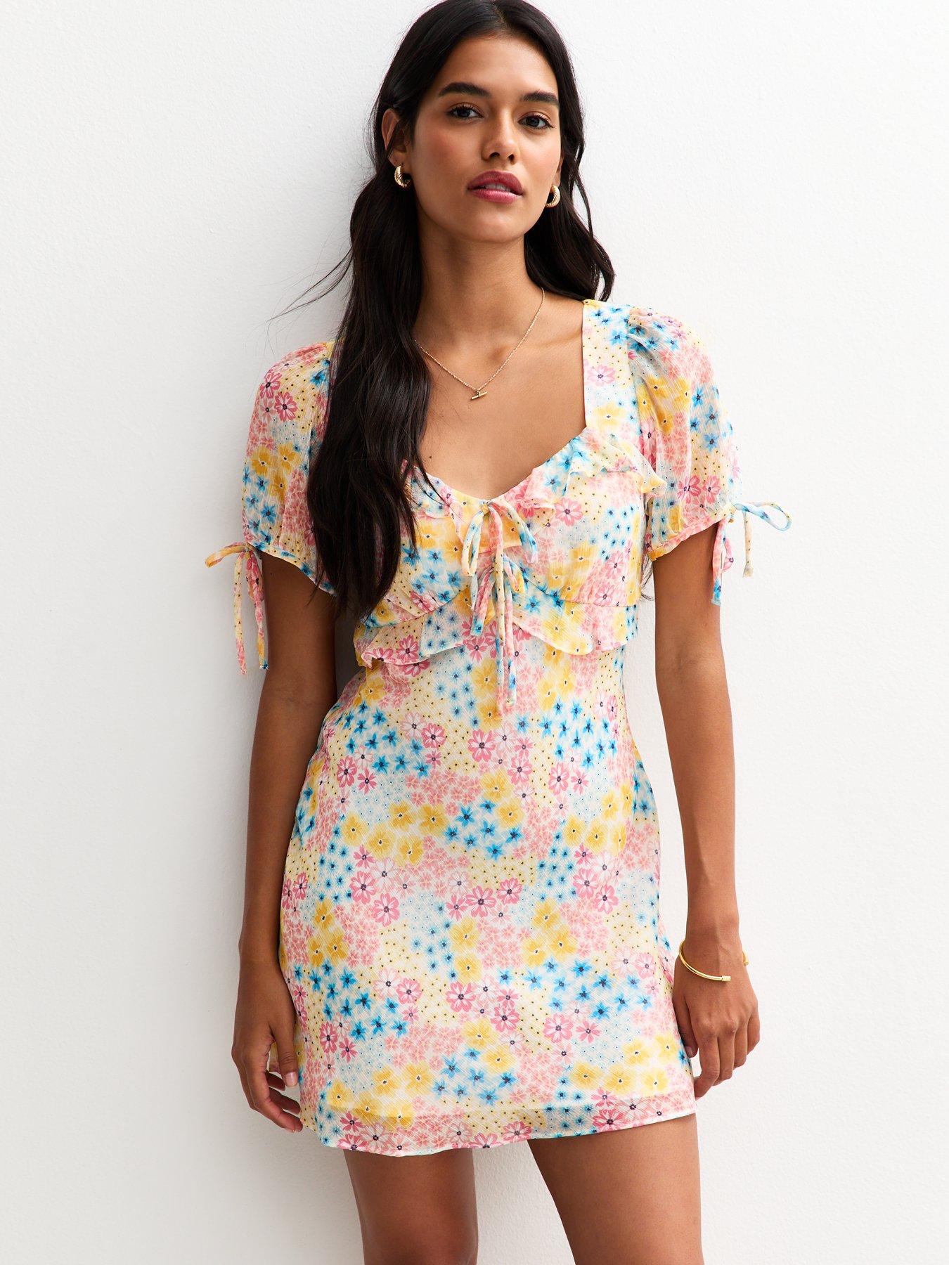 New Look: Floral Print Mini Dress - Pink