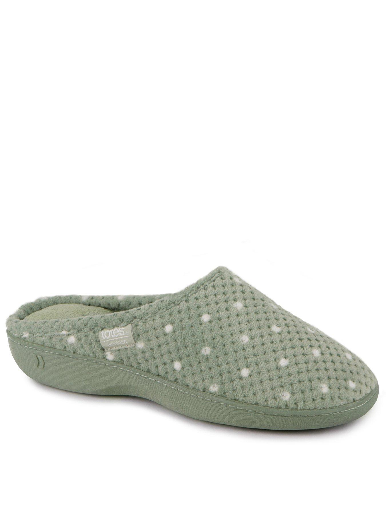 undefined Isotoner Popcorn Terry Mule Slippers - Green