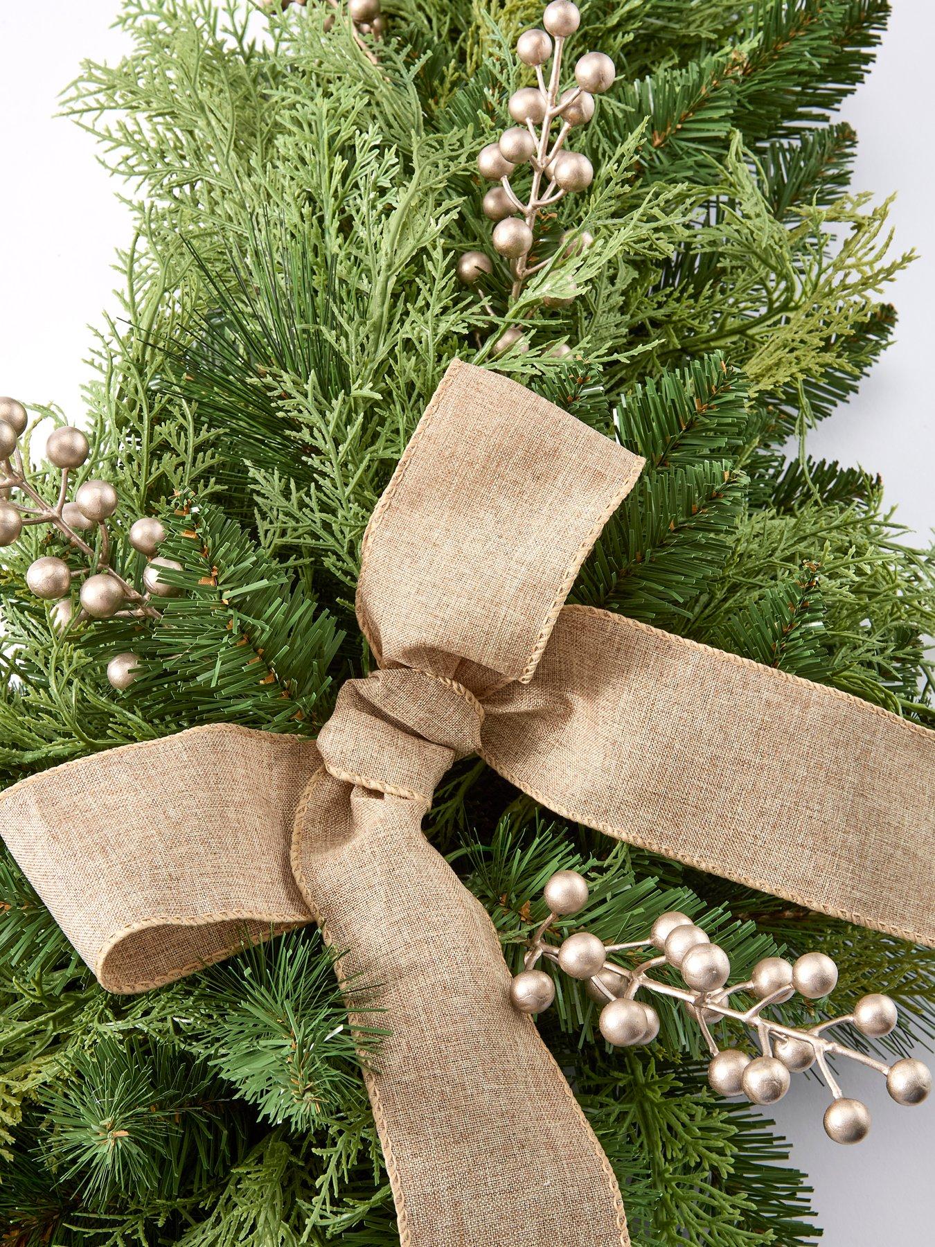 Image 3 of 4 of Very Home Hessian Bow And Cedar Swag 180cm