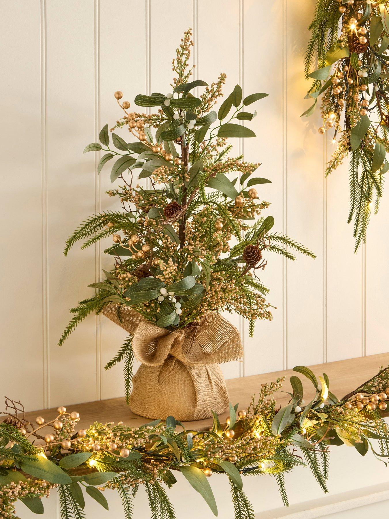 undefined Mistletoe and Gold Berries Tabletop Christmas Tree - 60 cm