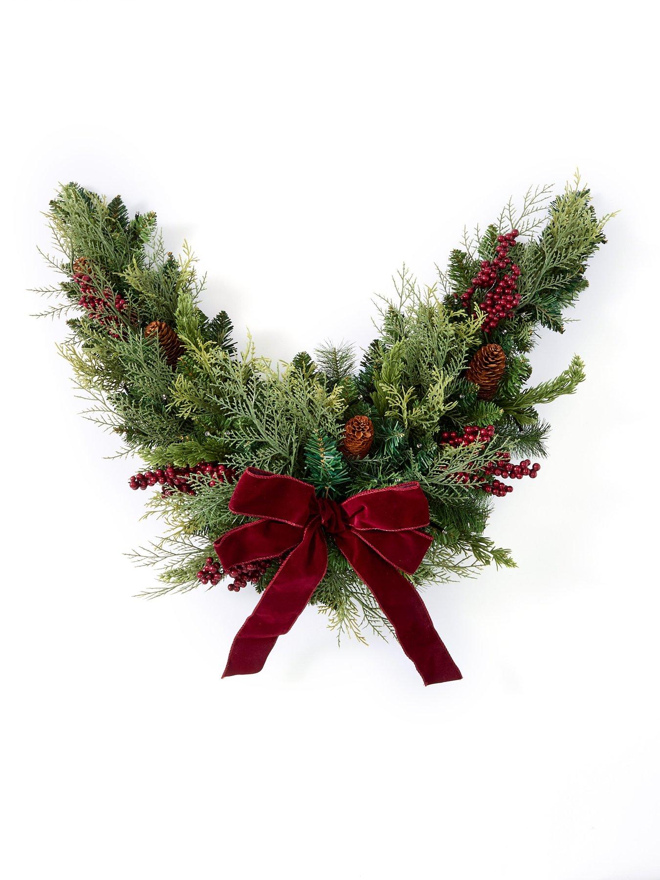 Image 2 of 4 of Very Home Pre Lit Evergreen Christmas Swag with Bow