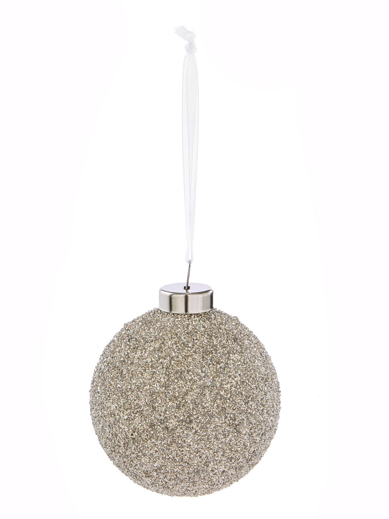 Image 3 of 3 of Very Home Set of 3 Silver Crusted Christmas Tree Baubles