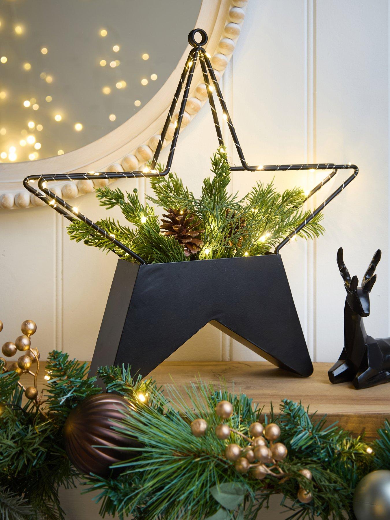 Very Home 39 cm Lit Star with Foliage Christmas Decoration