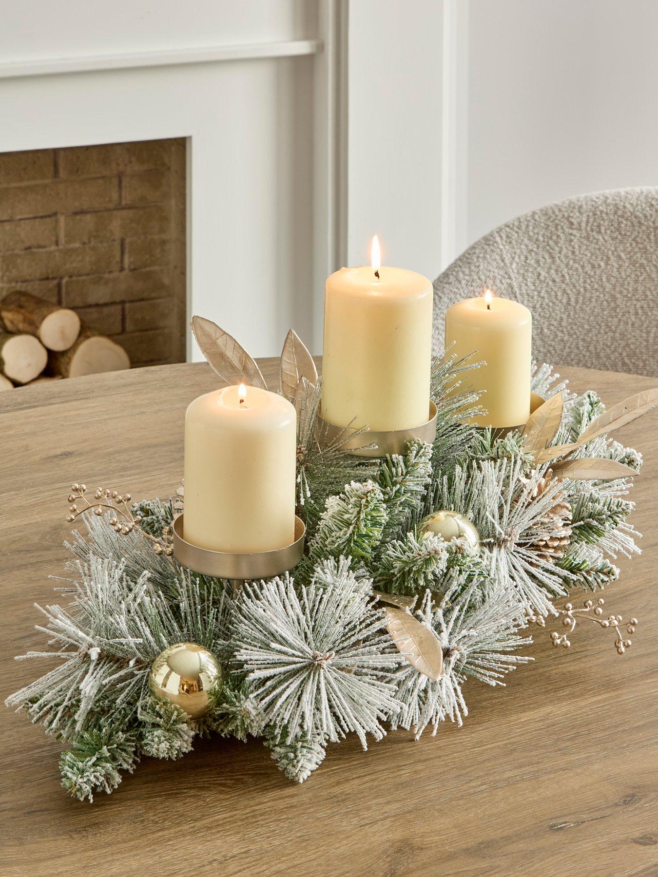 Very Home Flocked Foliage Table Centre Christmas Display