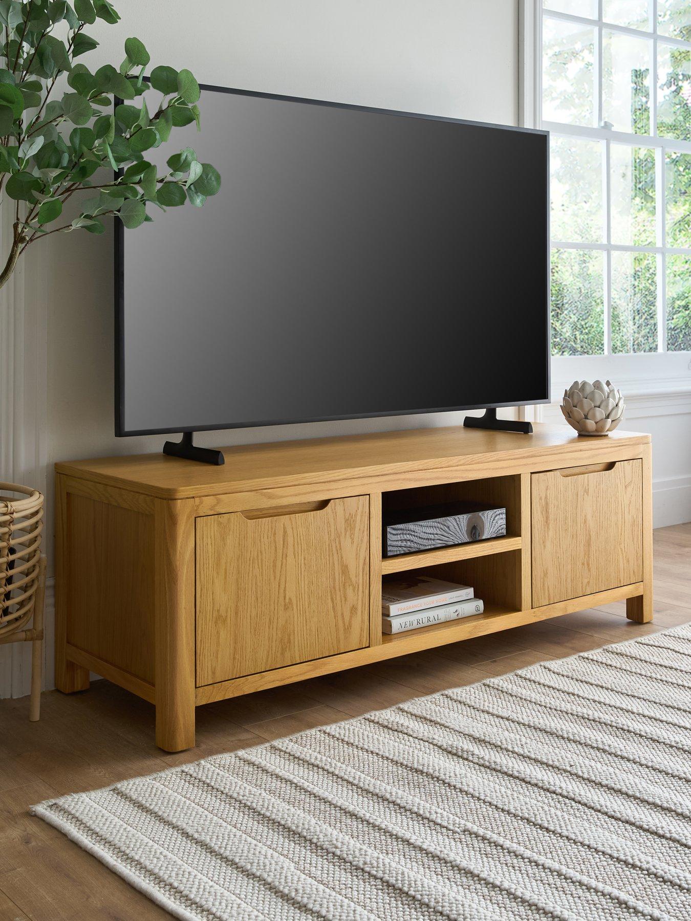 The Very Collection: Saxon Ready Assembled 2 Door TV Unit - Oak - fits up to 55 inch TV