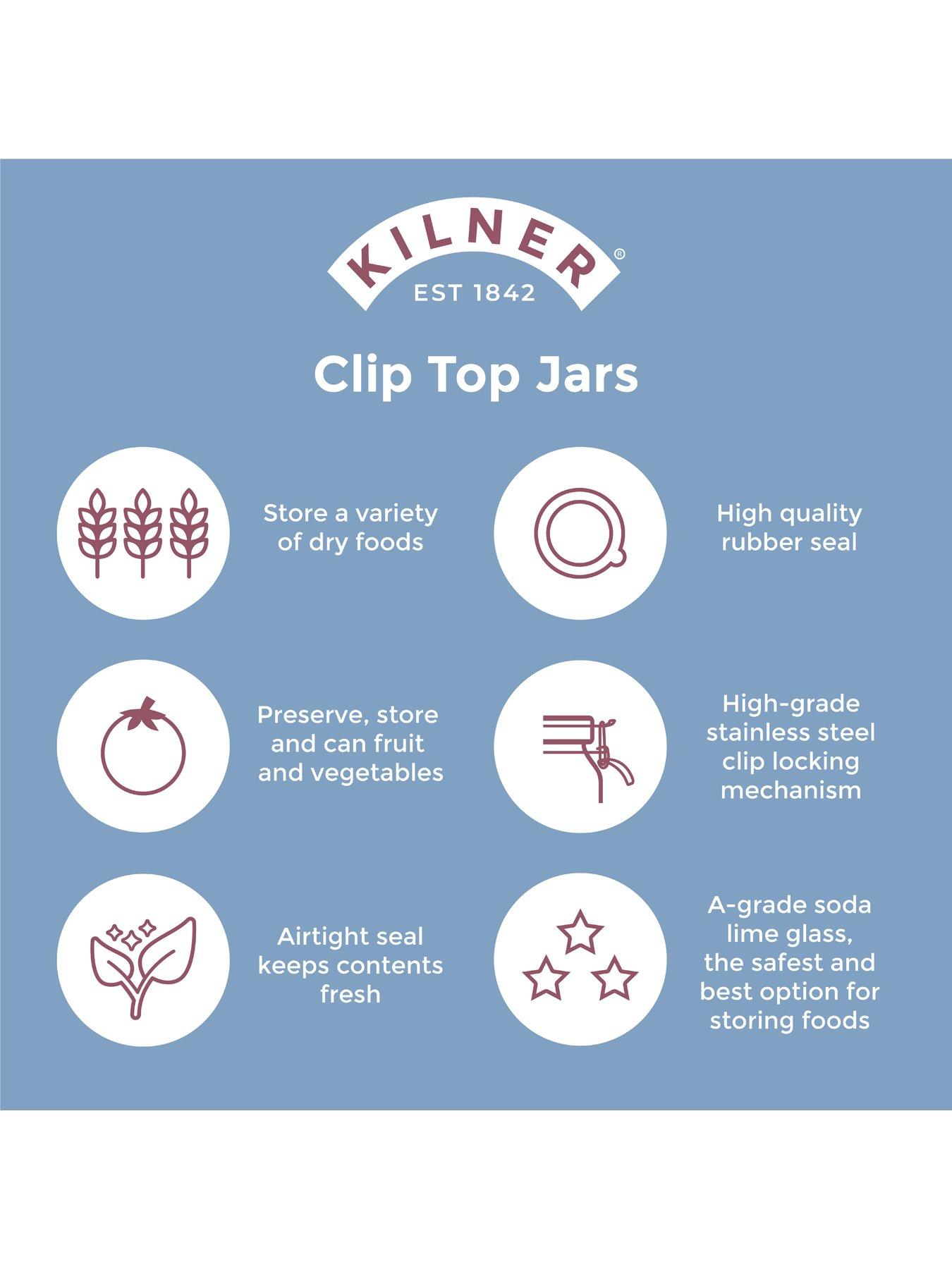 Image 7 of 7 of KILNER Set Of 2 Clip Top Square Jars 2l