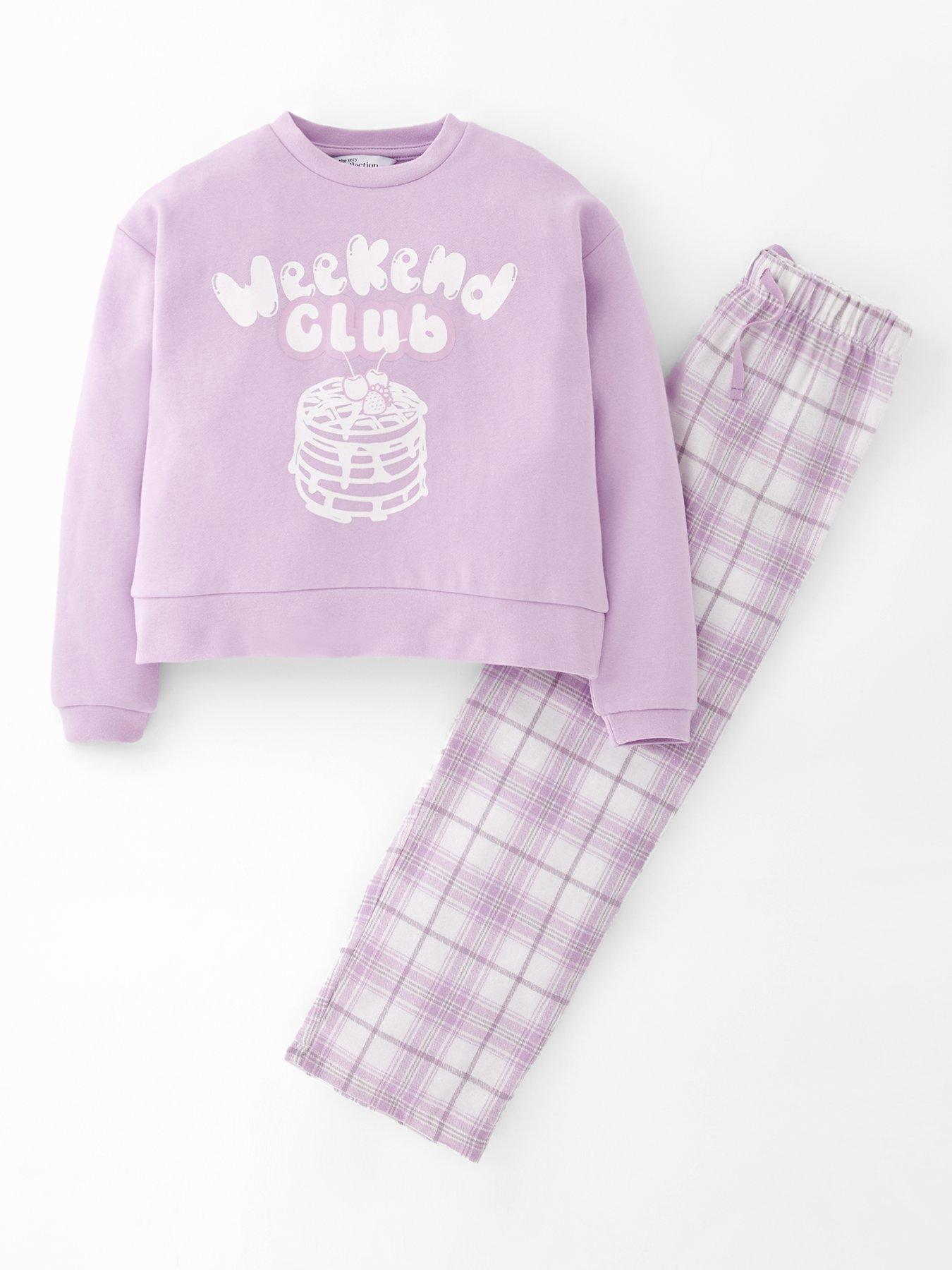 Image 1 of 5 of The Very Collection Girls Weekend Club Pancake Sweat PJ - Purple