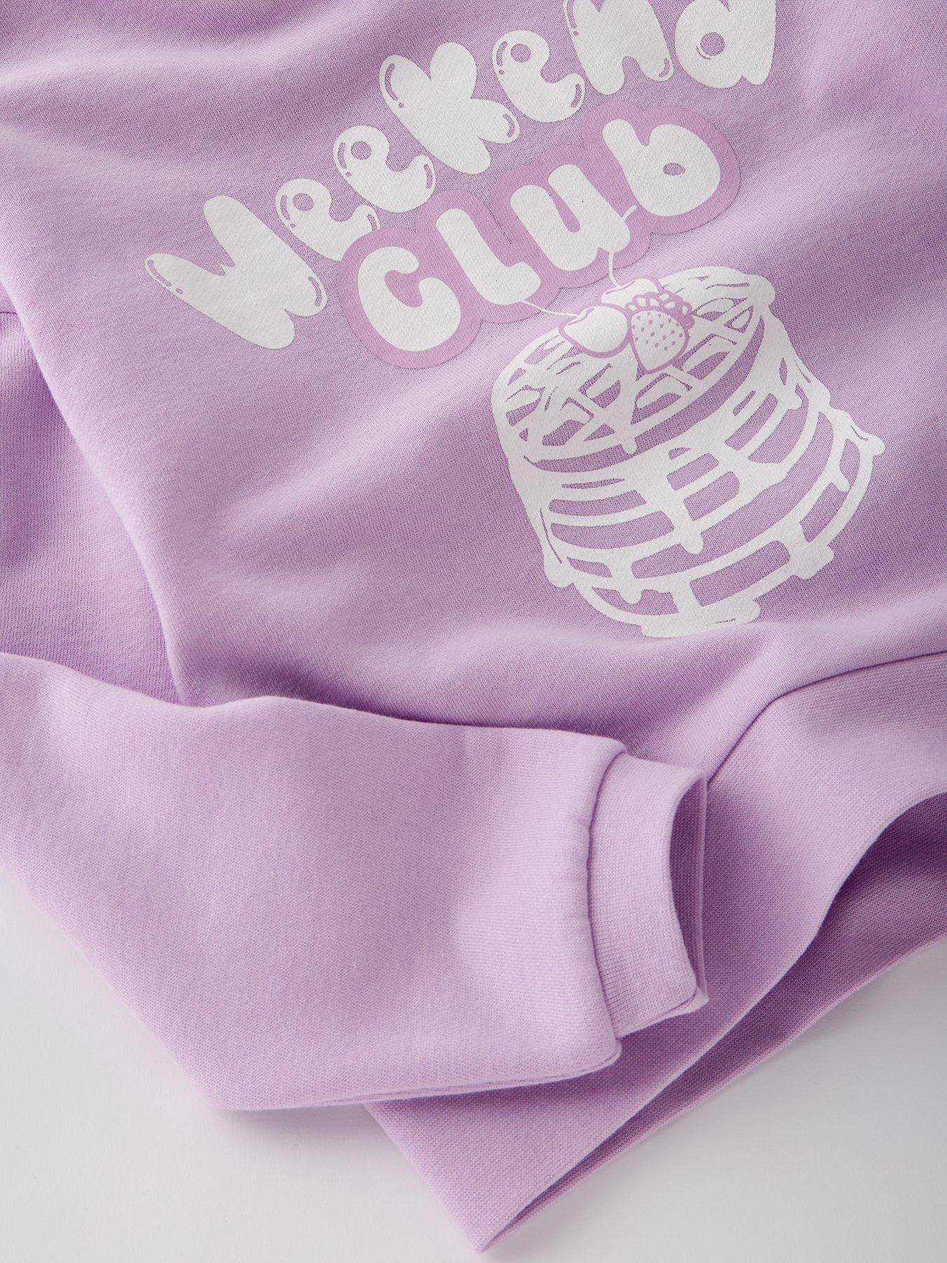 Image 3 of 5 of The Very Collection Girls Weekend Club Pancake Sweat PJ - Purple
