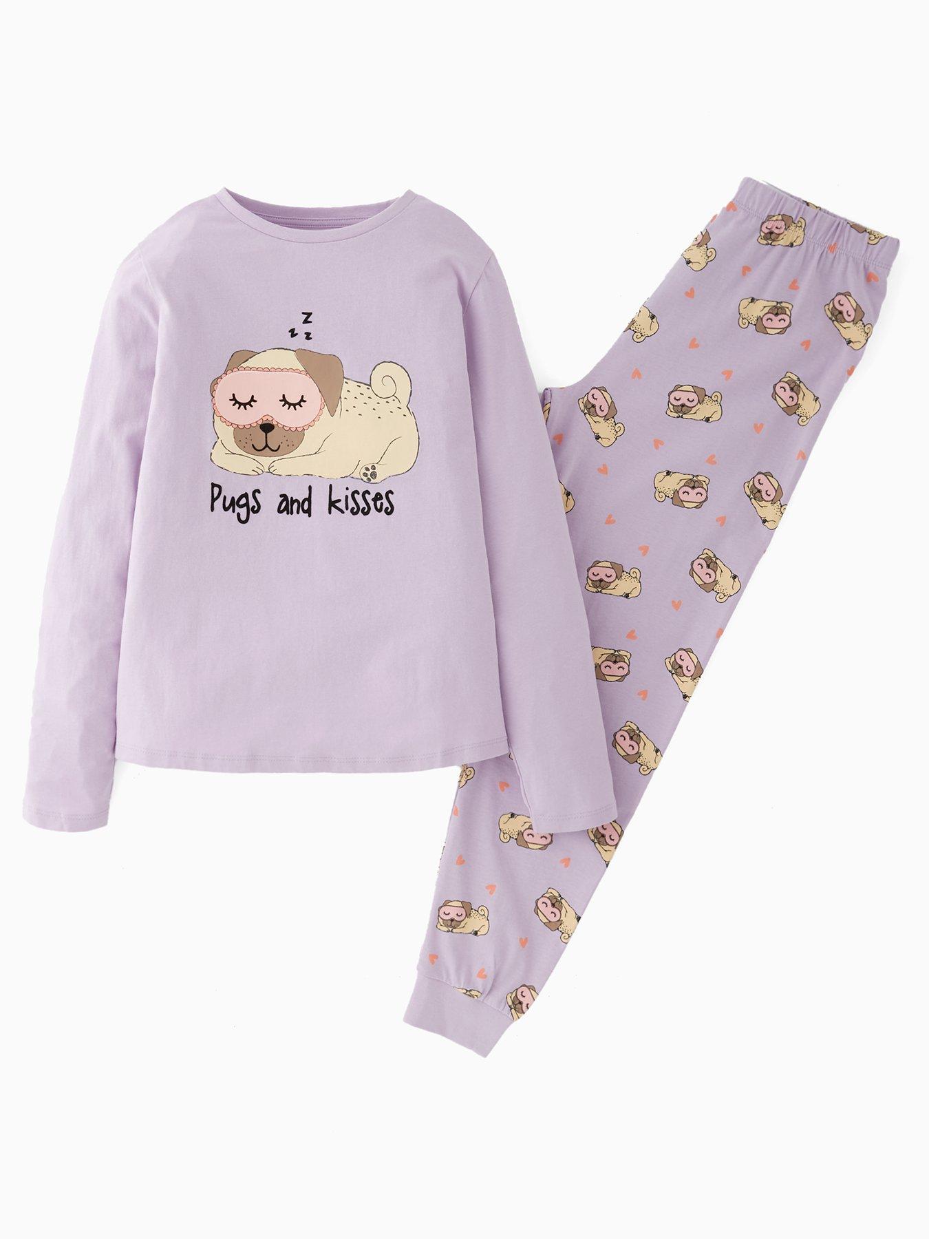 The Very Collection Girls Pug Pyjamas - Purple | Very