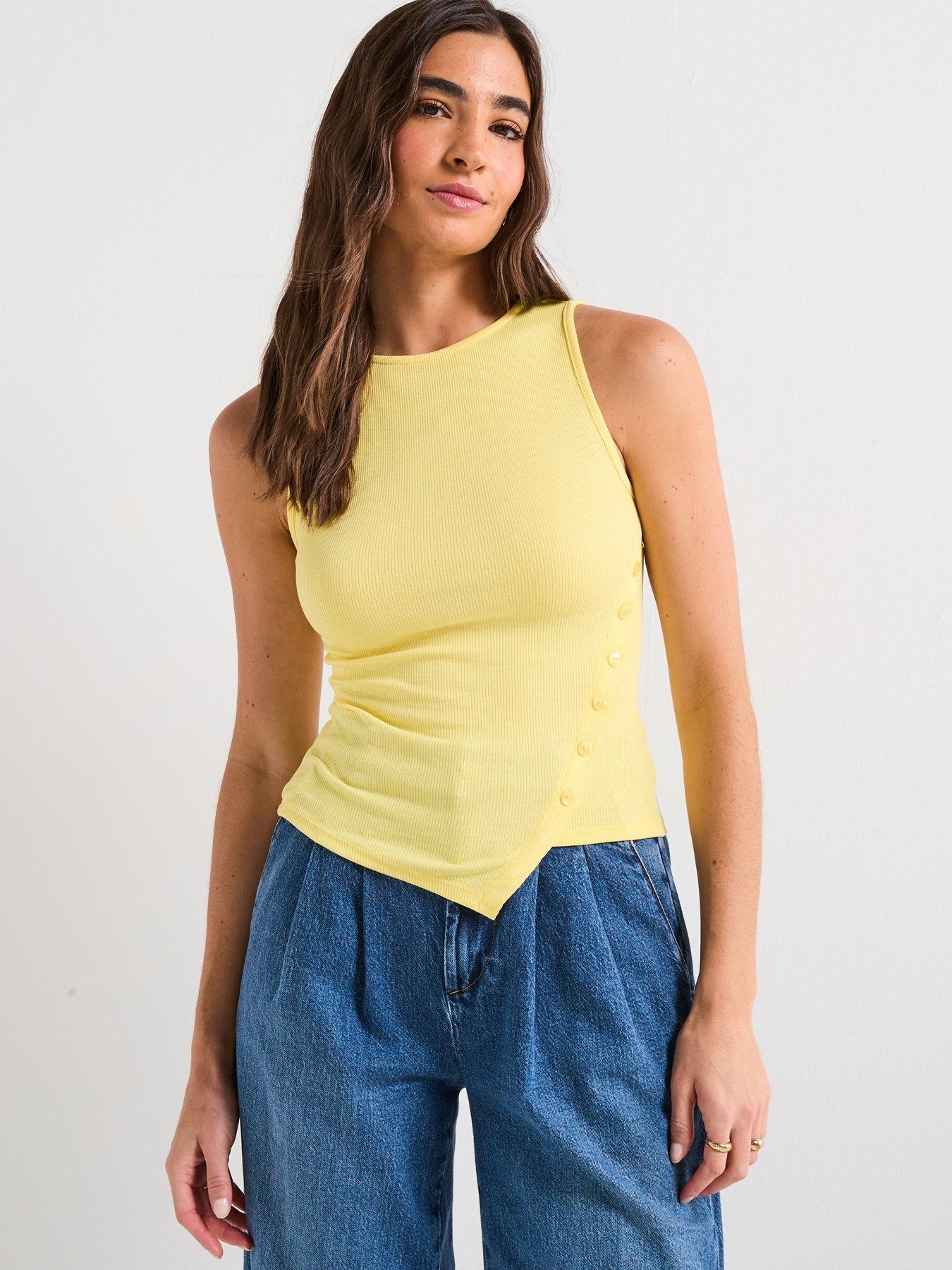 undefined Asymmetric Rib Vest - Yellow