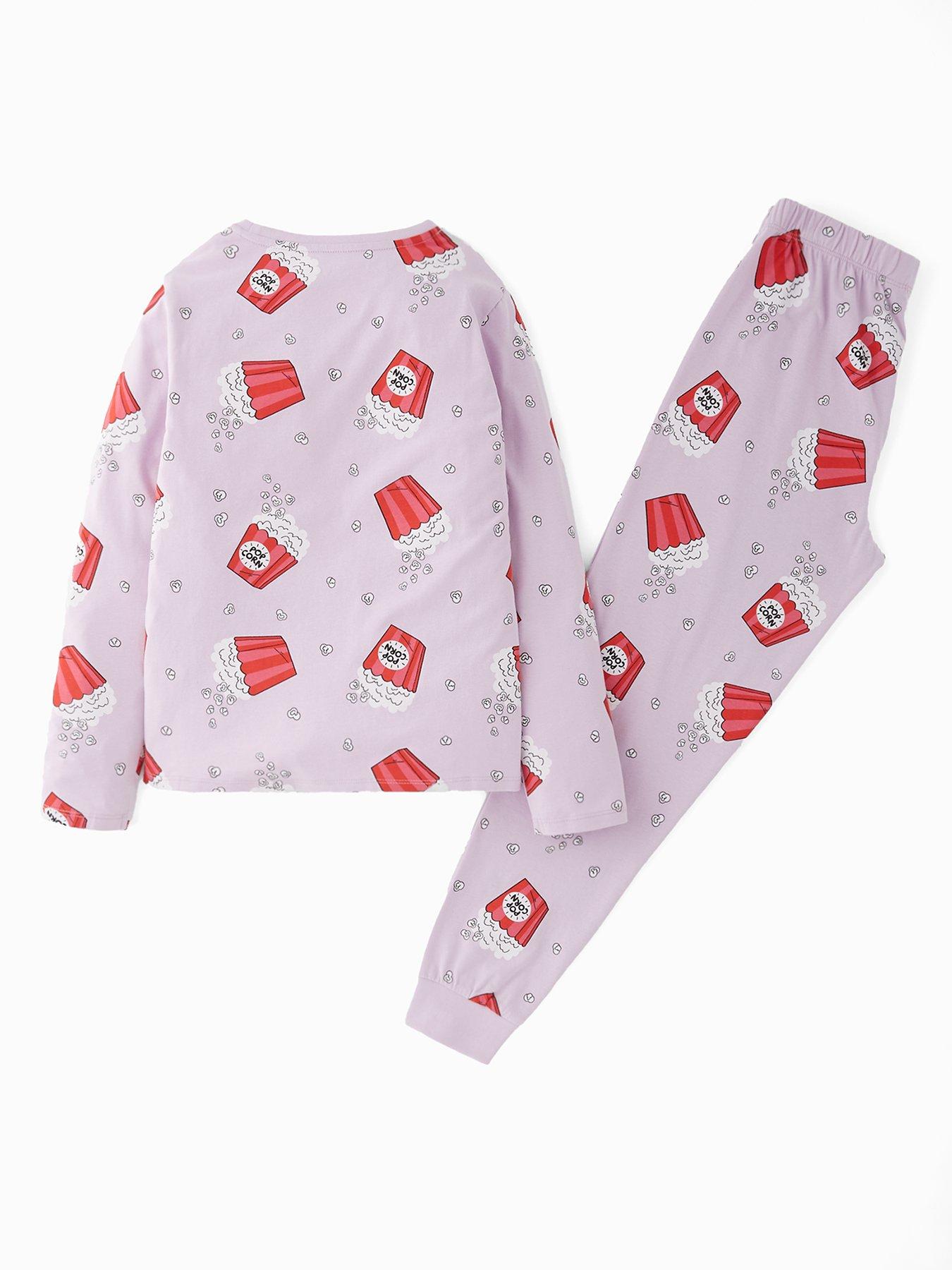 Image 2 of 4 of The Very Collection Girls Popcorn Print Pyjamas - Purple