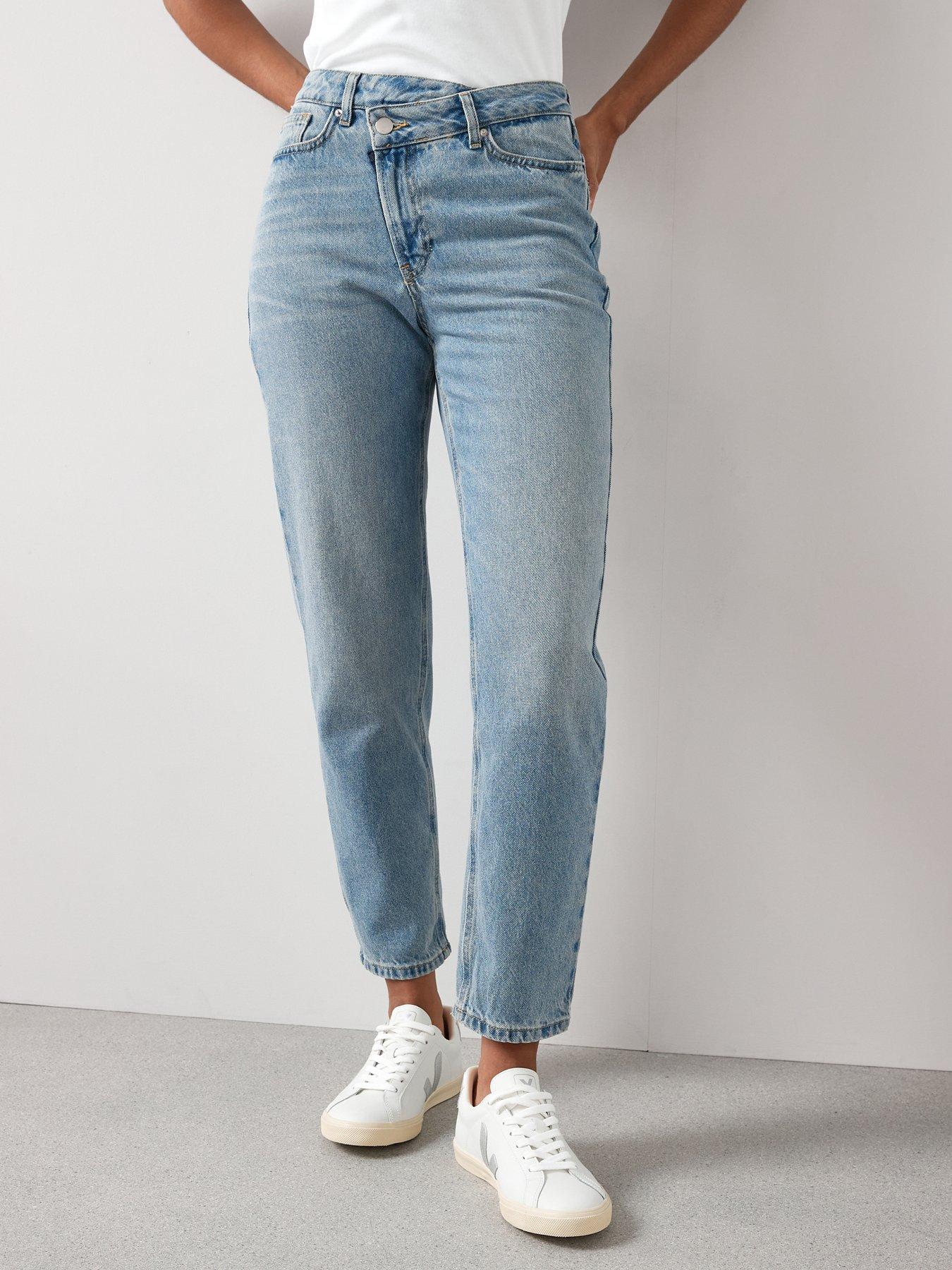 V by Very Wrap Front Mom Jeans - Mid Wash