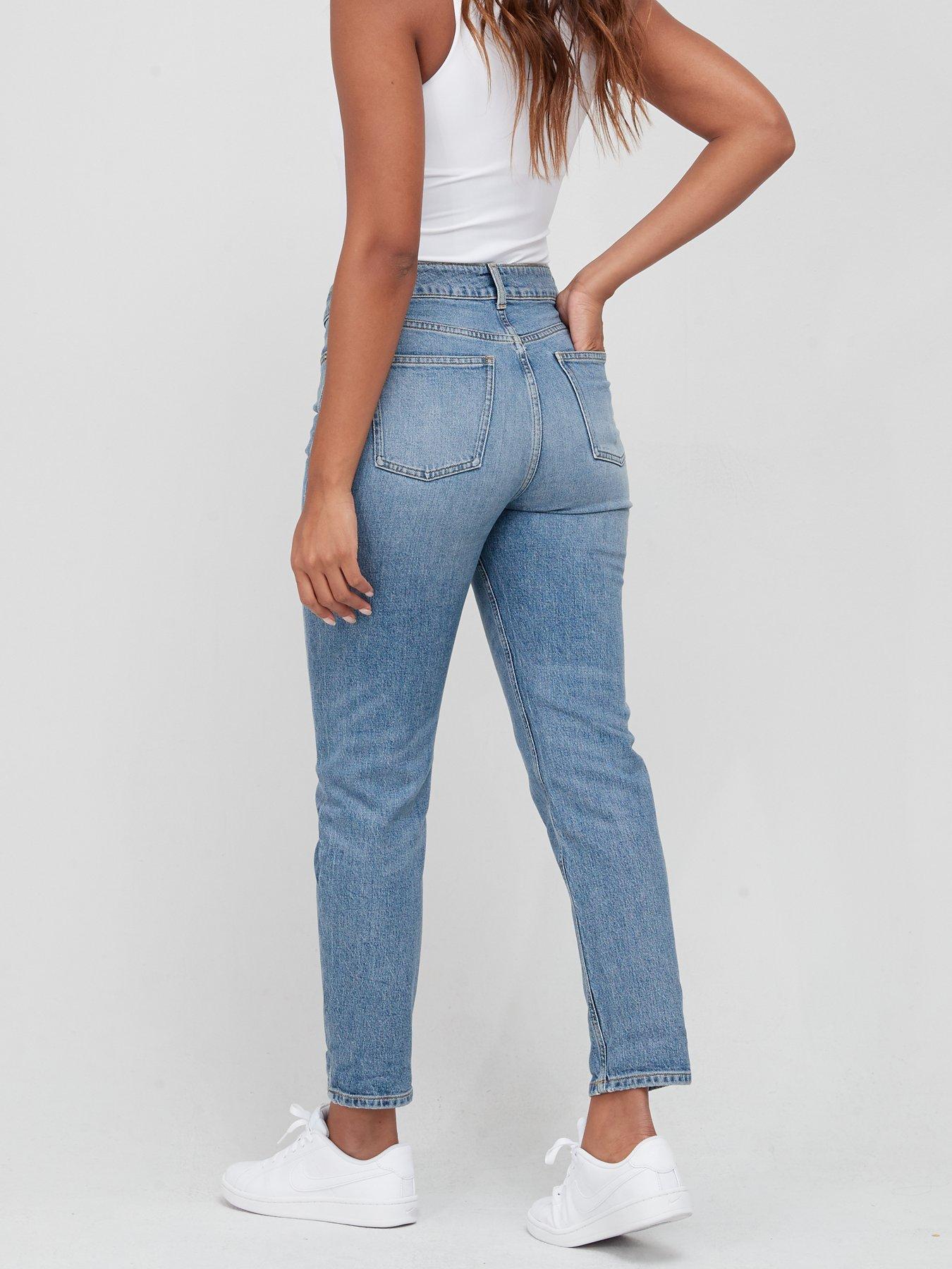Image 2 of 7 of The Very Collection Wrap Front Mom Jeans - Mid Wash