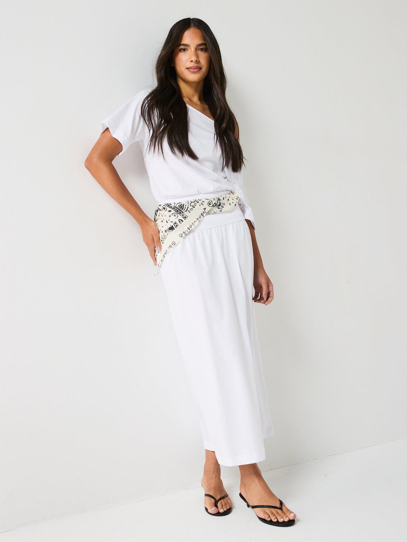 Image 6 of 6 of V by Very Waist Detail Skirt Co-ord - White