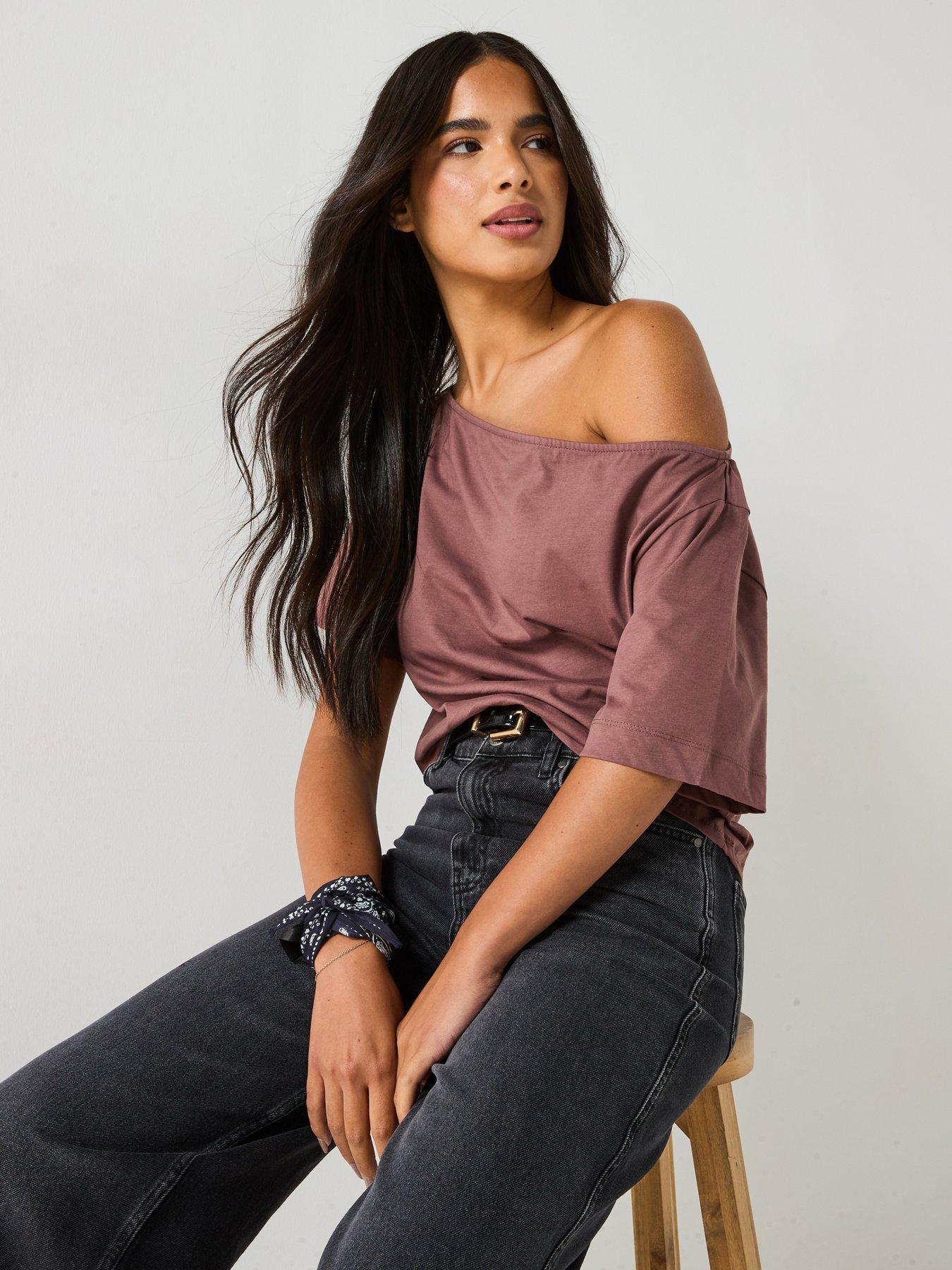 V by Very Off The Shoulder Top Co-ord - Mink