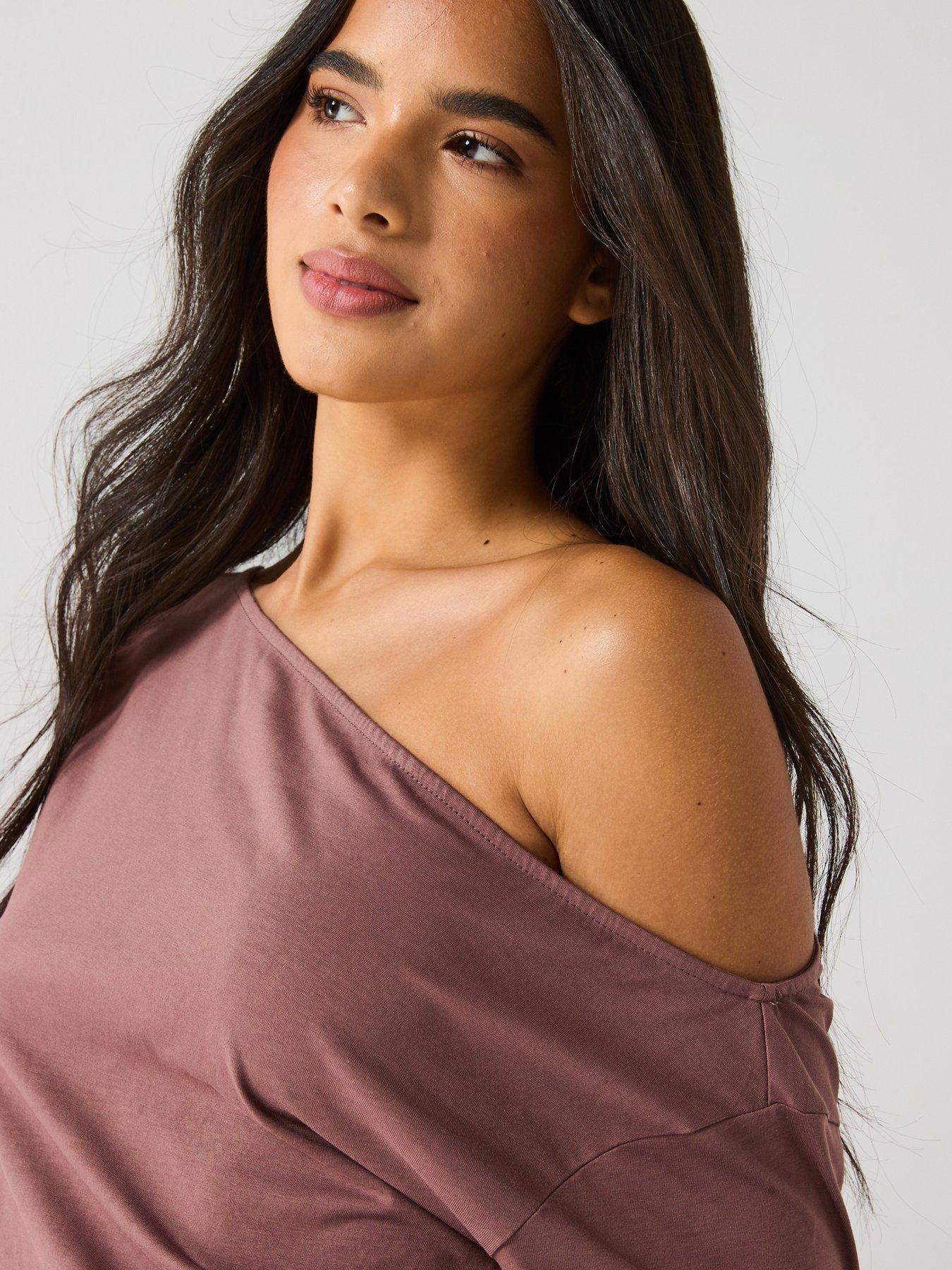 Image 4 of 6 of V by Very Off The Shoulder Top Co-ord - Mink
