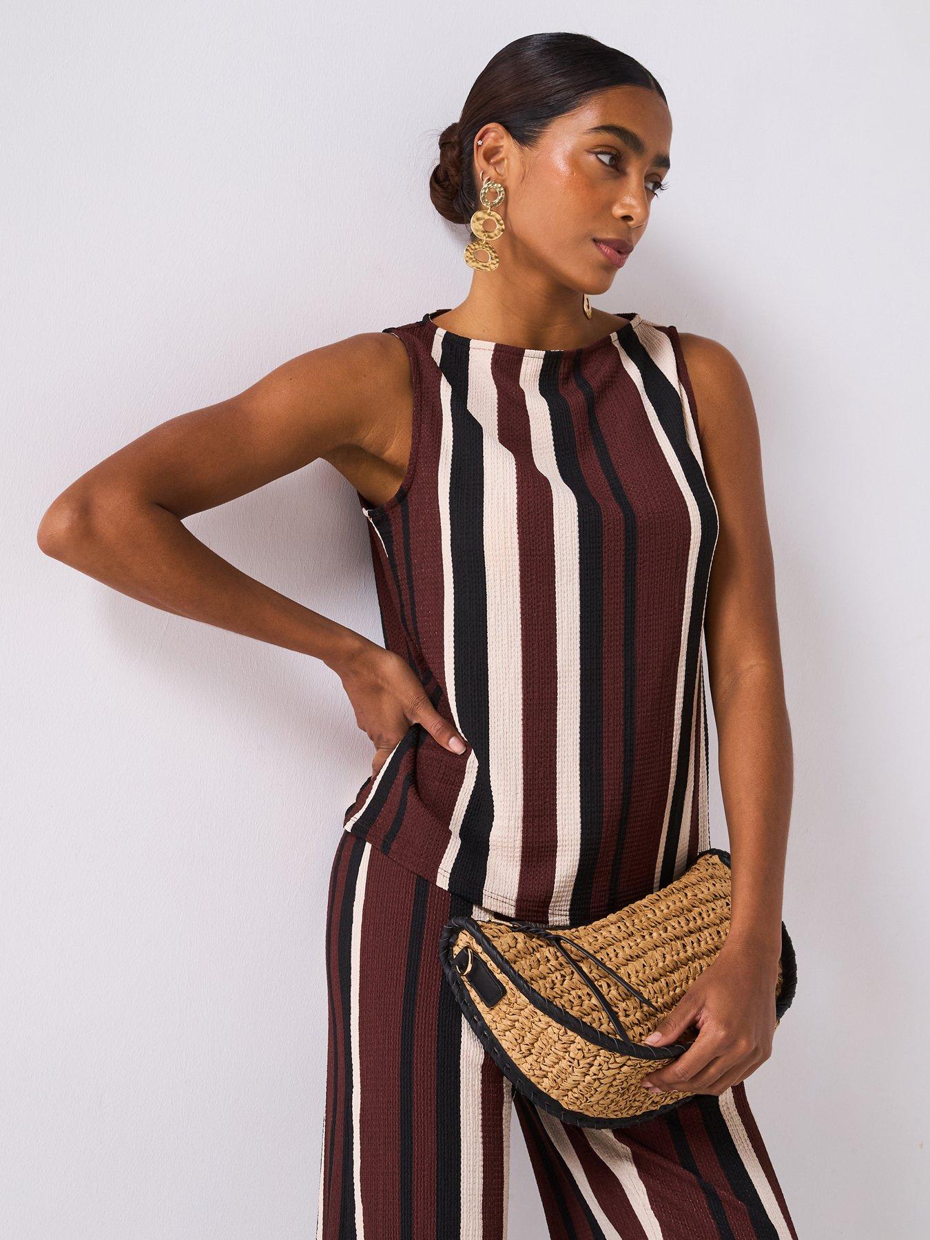 undefined Textured Stripe Top Co-Ord - Black