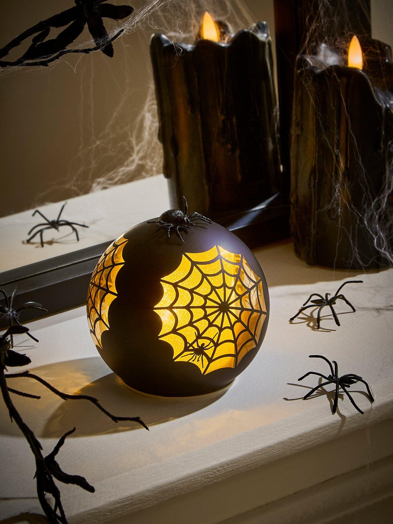 Image 1 of 6 of Hocus Pocus LED Glass Cobweb Dome Halloween Decoration