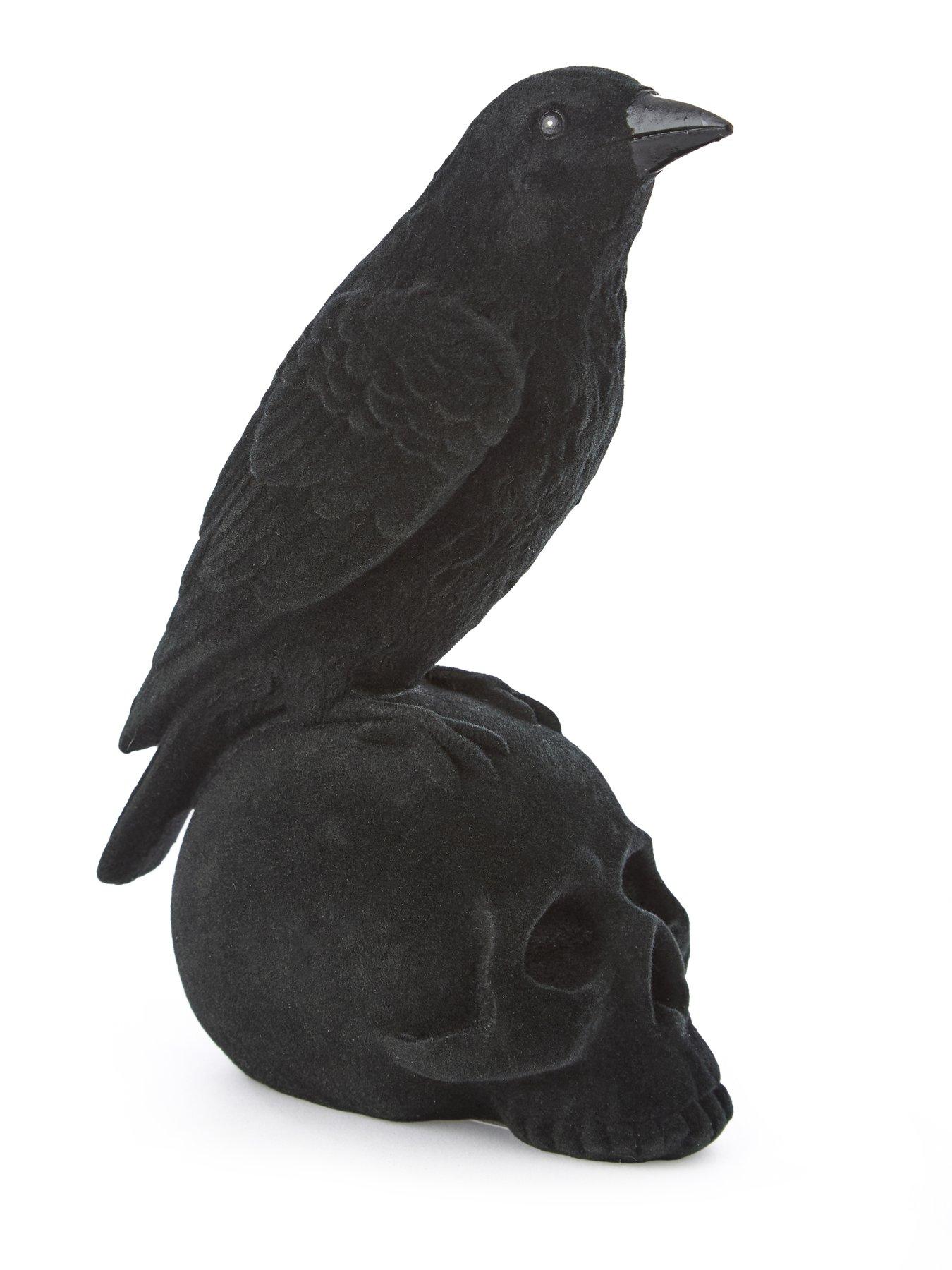 Image 3 of 6 of Hocus Pocus Crow On A Skull Halloween Decoration