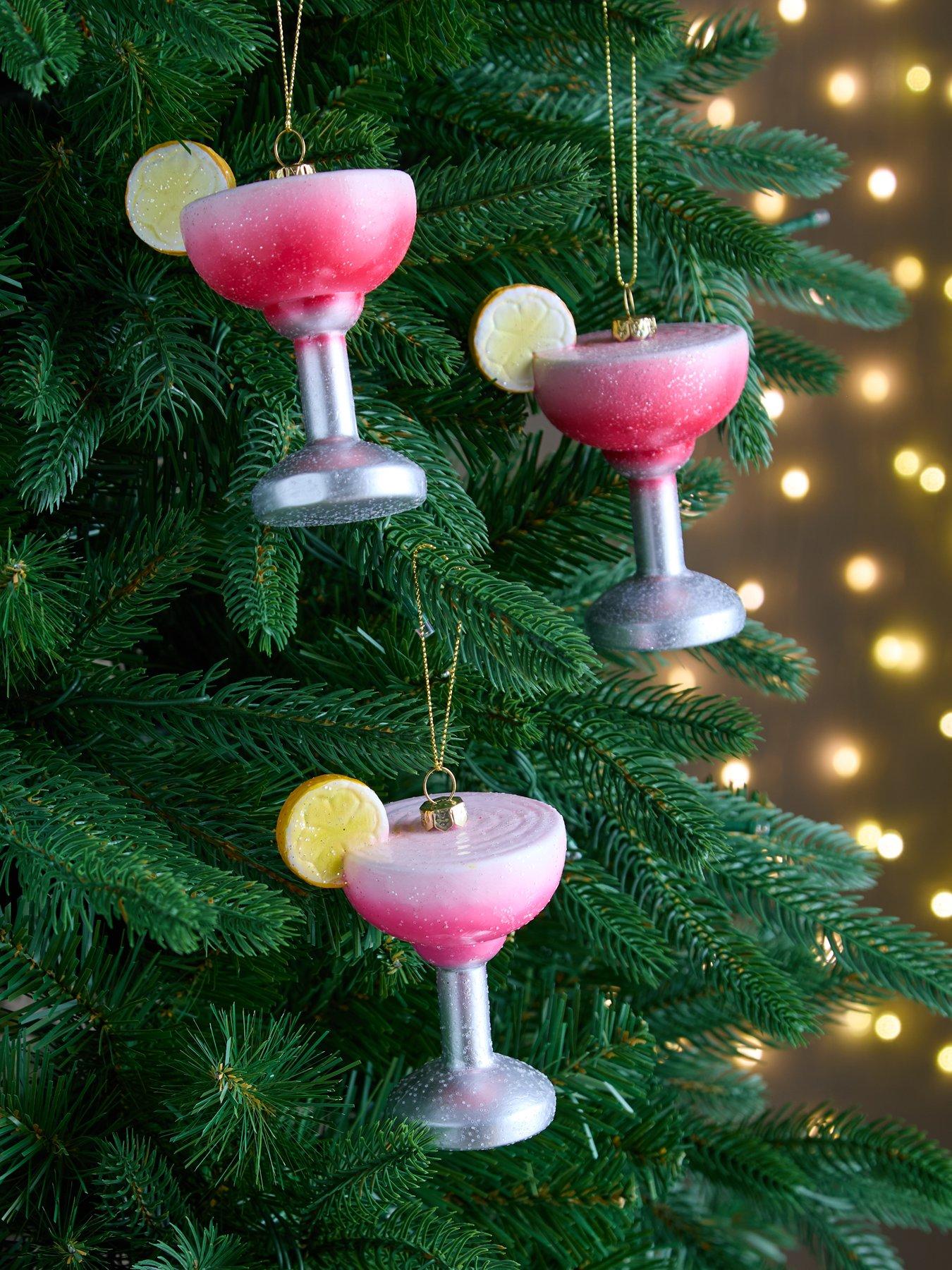 The Christmas Gift Co Set of 3 Fancy Cocktail Hanging Decorations