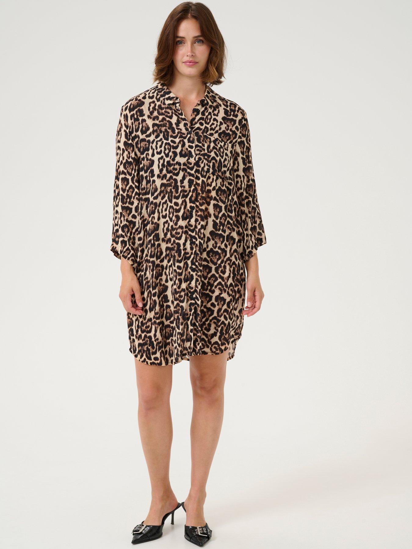 undefined Hildur Leopard Print Dress - Neutral