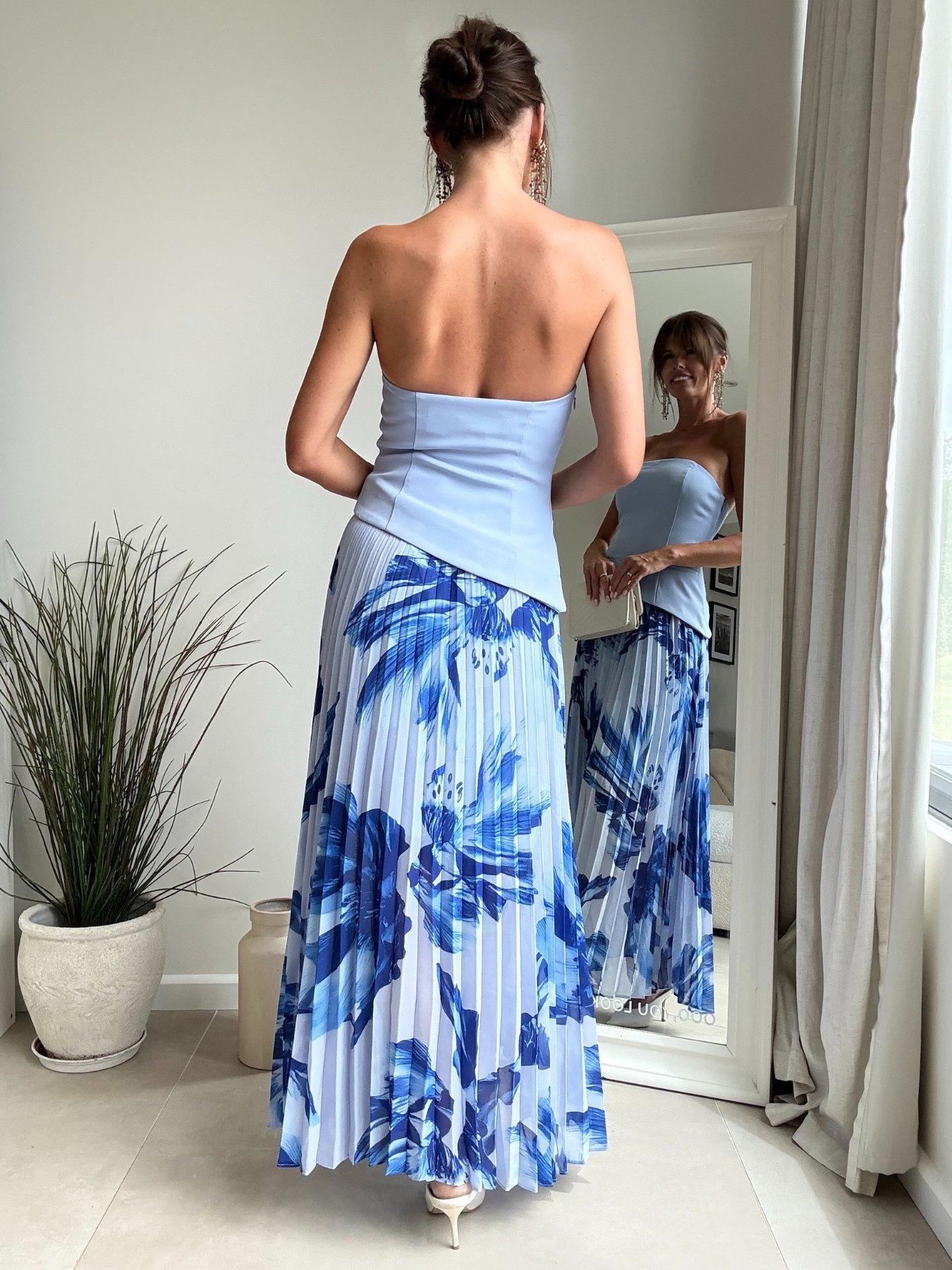 Image 3 of 4 of Style Cheat Bandeau Pleated Dress - Blue