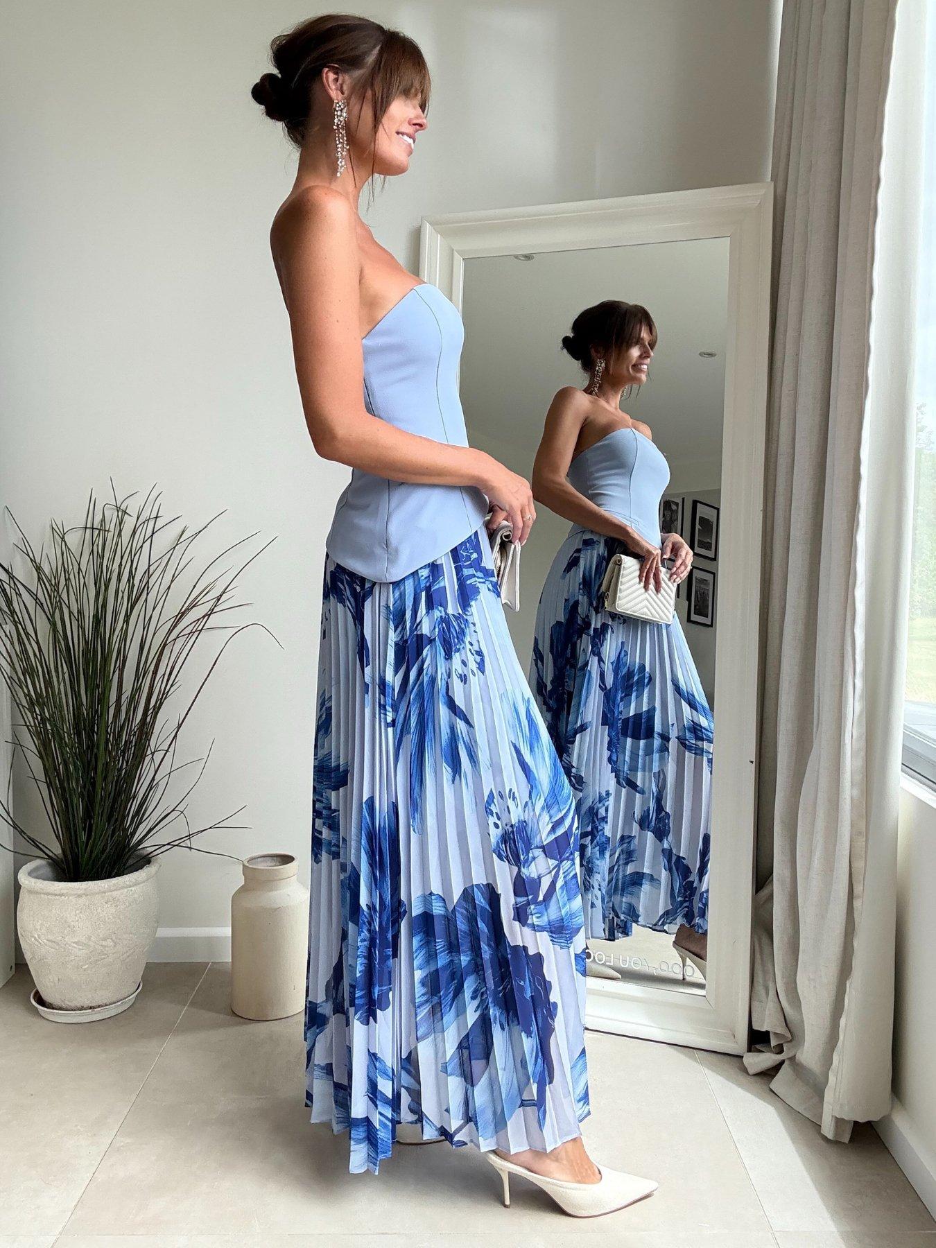 Image 4 of 4 of Style Cheat Bandeau Pleated Dress - Blue