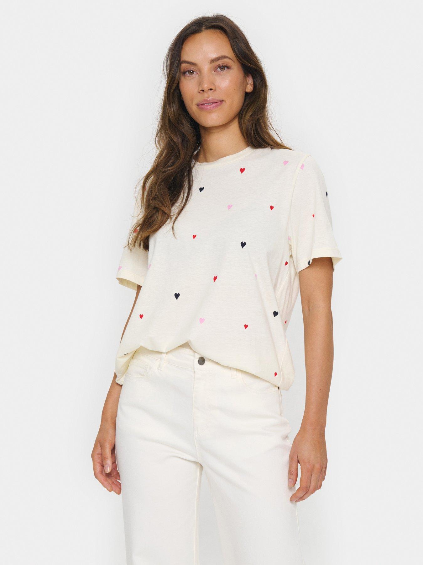undefined Johanna Heart Print T-Shirt - White