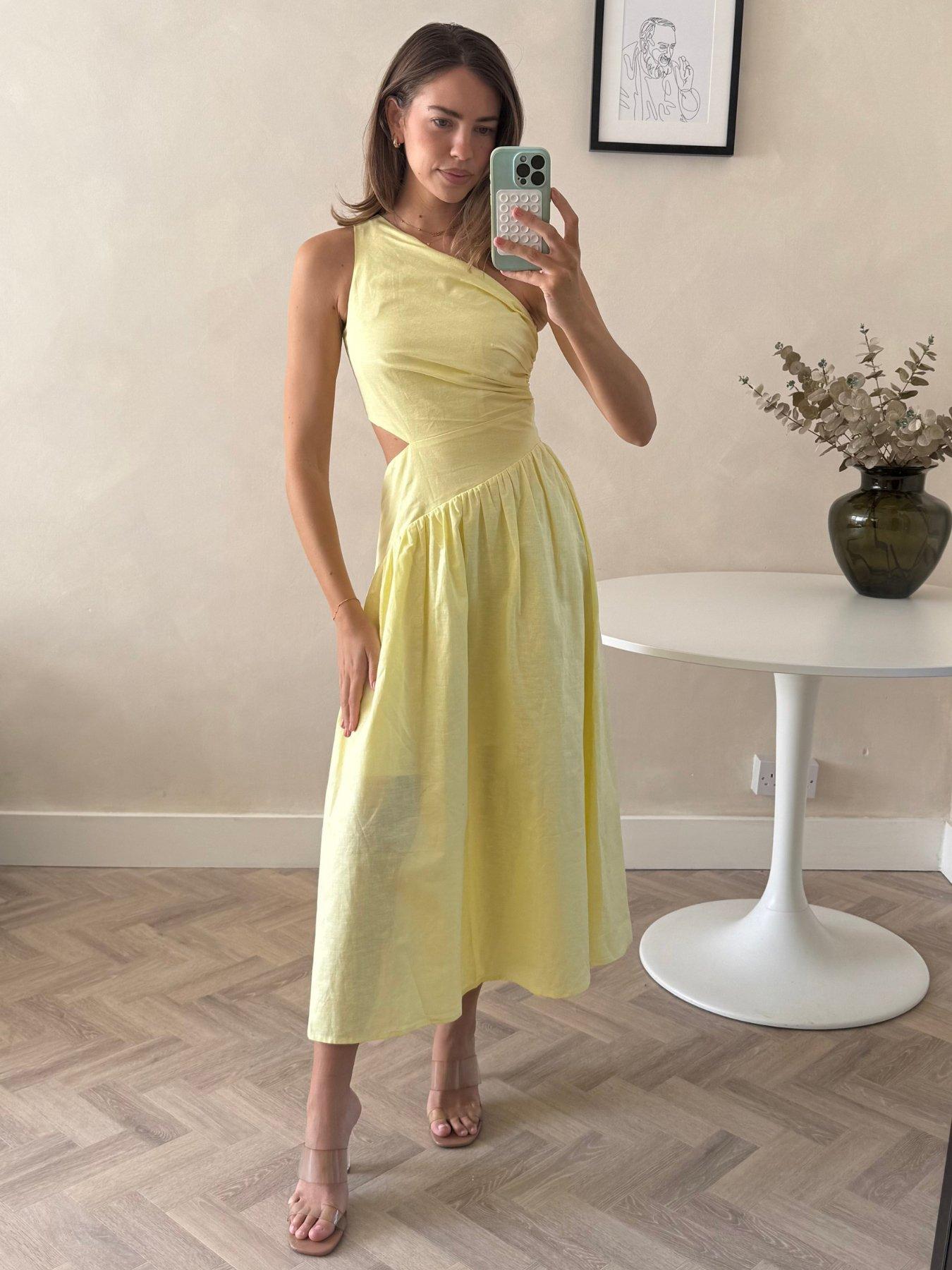Image 1 of 4 of Style Cheat Jasmine Cut Out Midi Dress - Yellow