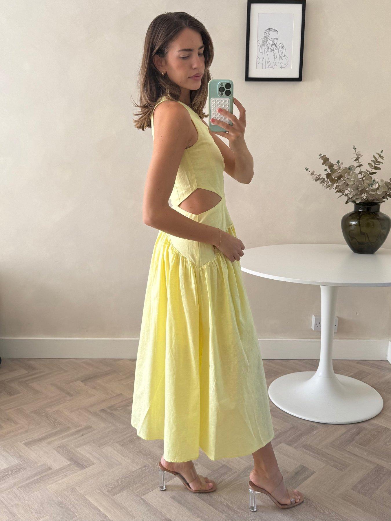 Image 2 of 4 of Style Cheat Jasmine Cut Out Midi Dress - Yellow