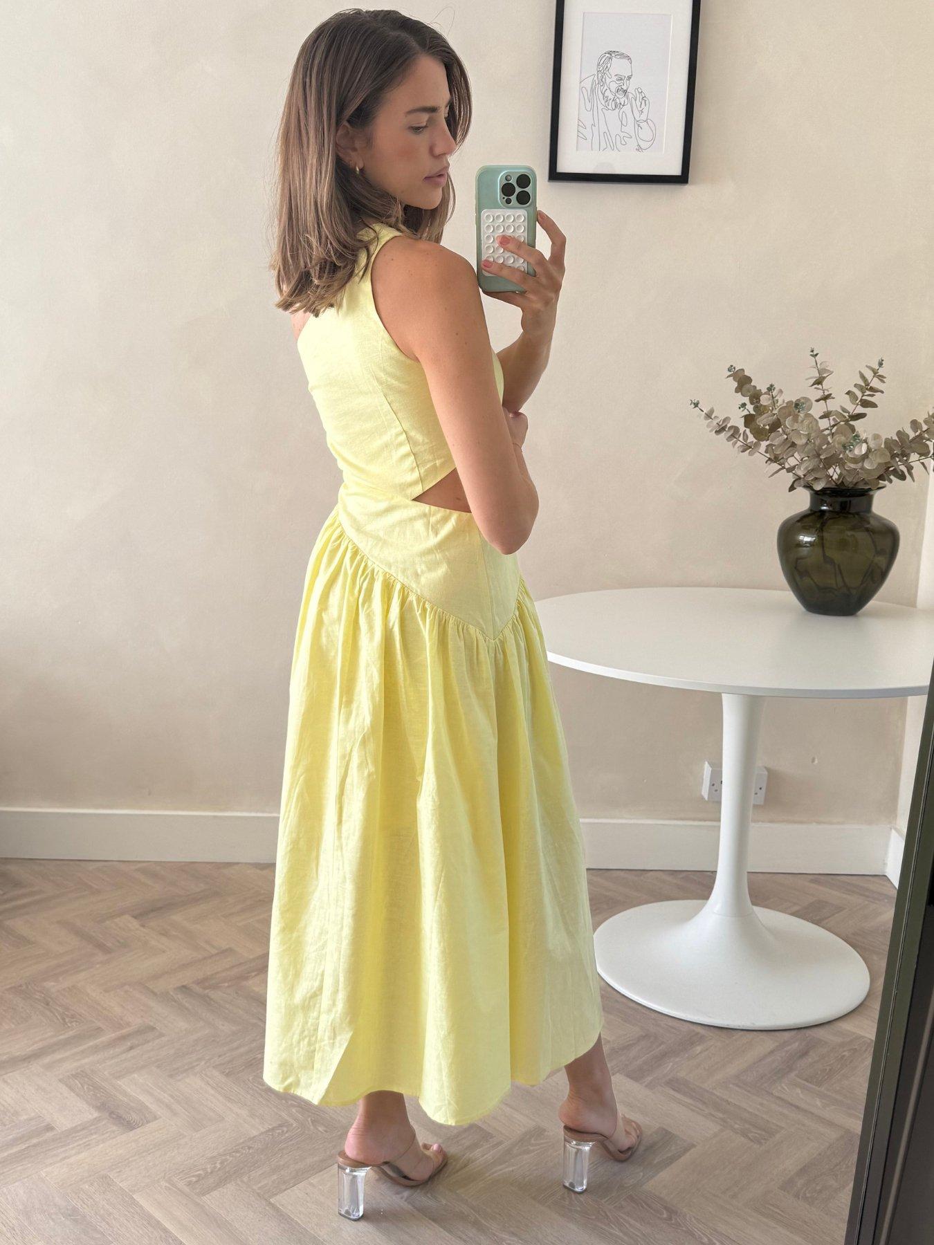 Image 3 of 4 of Style Cheat Jasmine Cut Out Midi Dress - Yellow