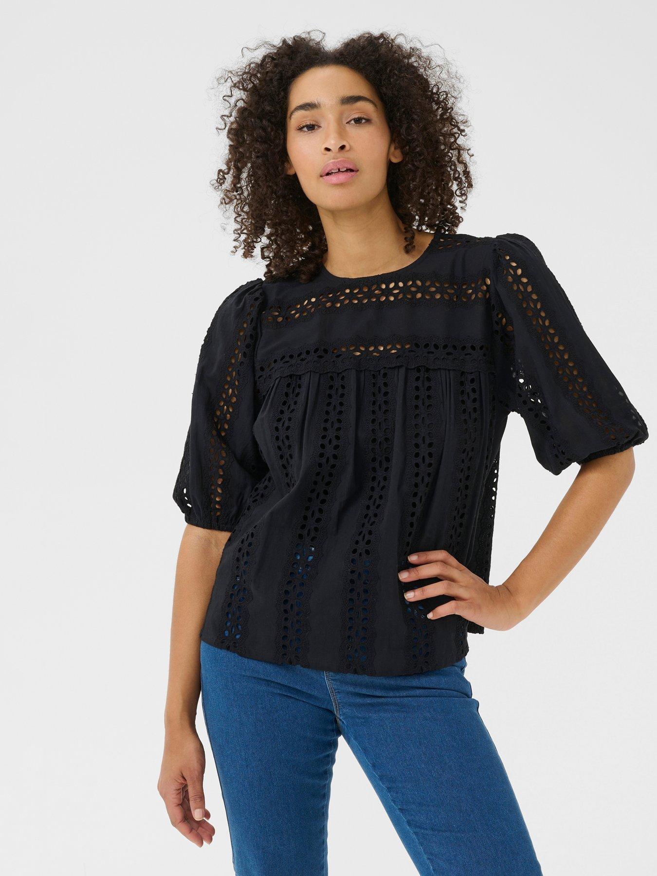undefined Randy Short Sleeve Blouse - Black