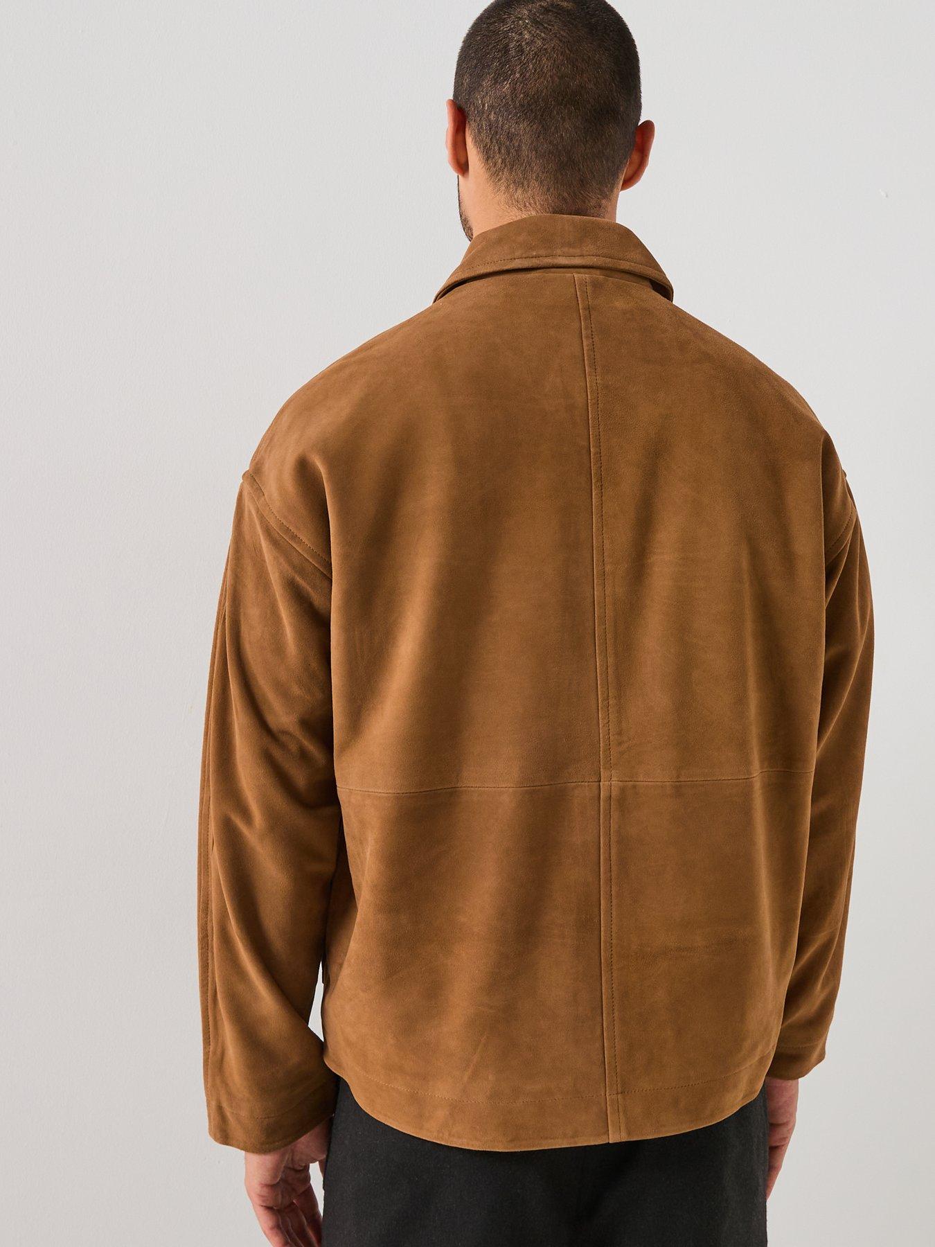 Image 2 of 6 of Selected Lucas Suede Bomber Jacket - Brown