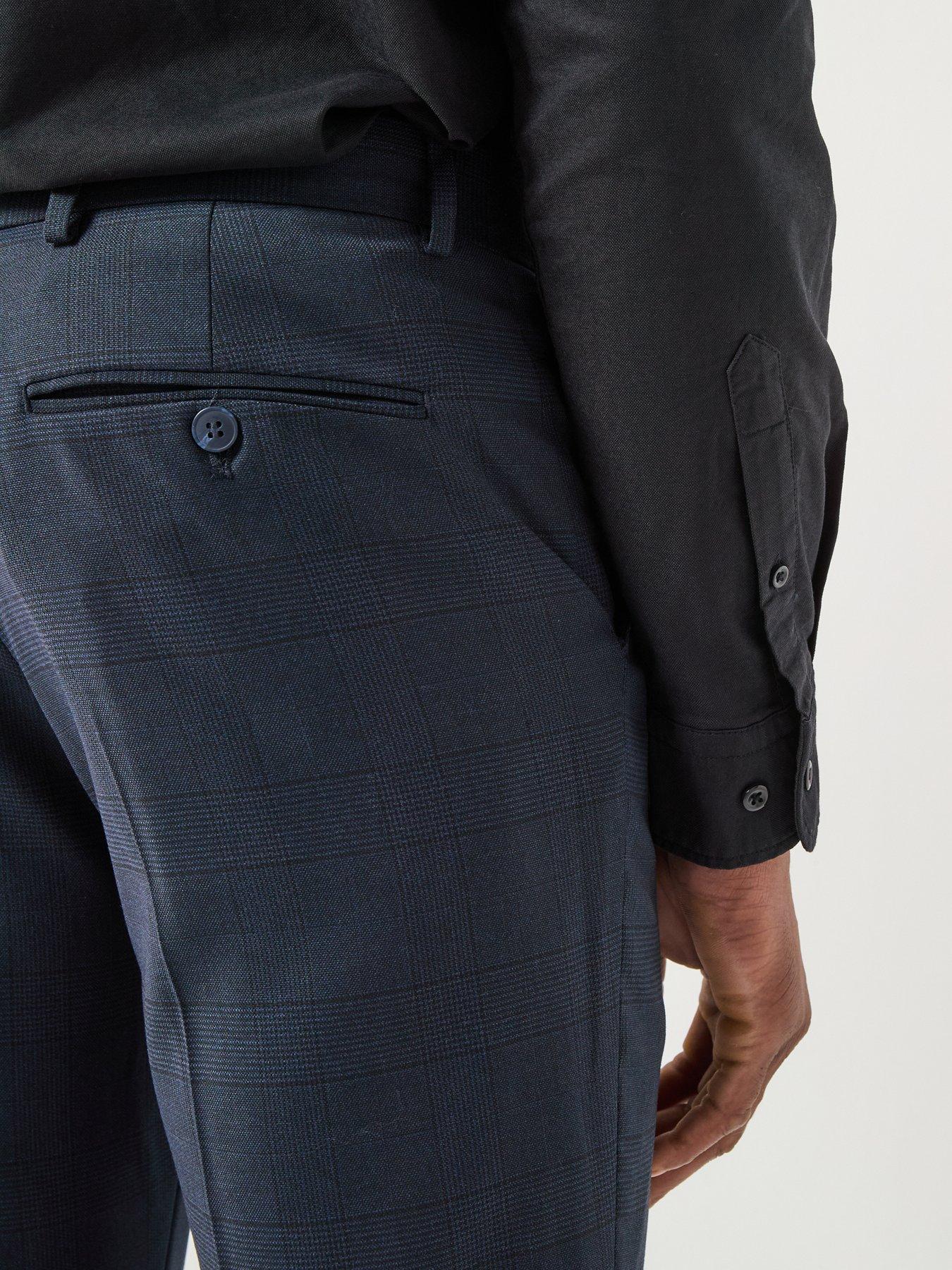 Image 5 of 6 of Selected Slim Fit Neil Check Suit Trousers - Navy