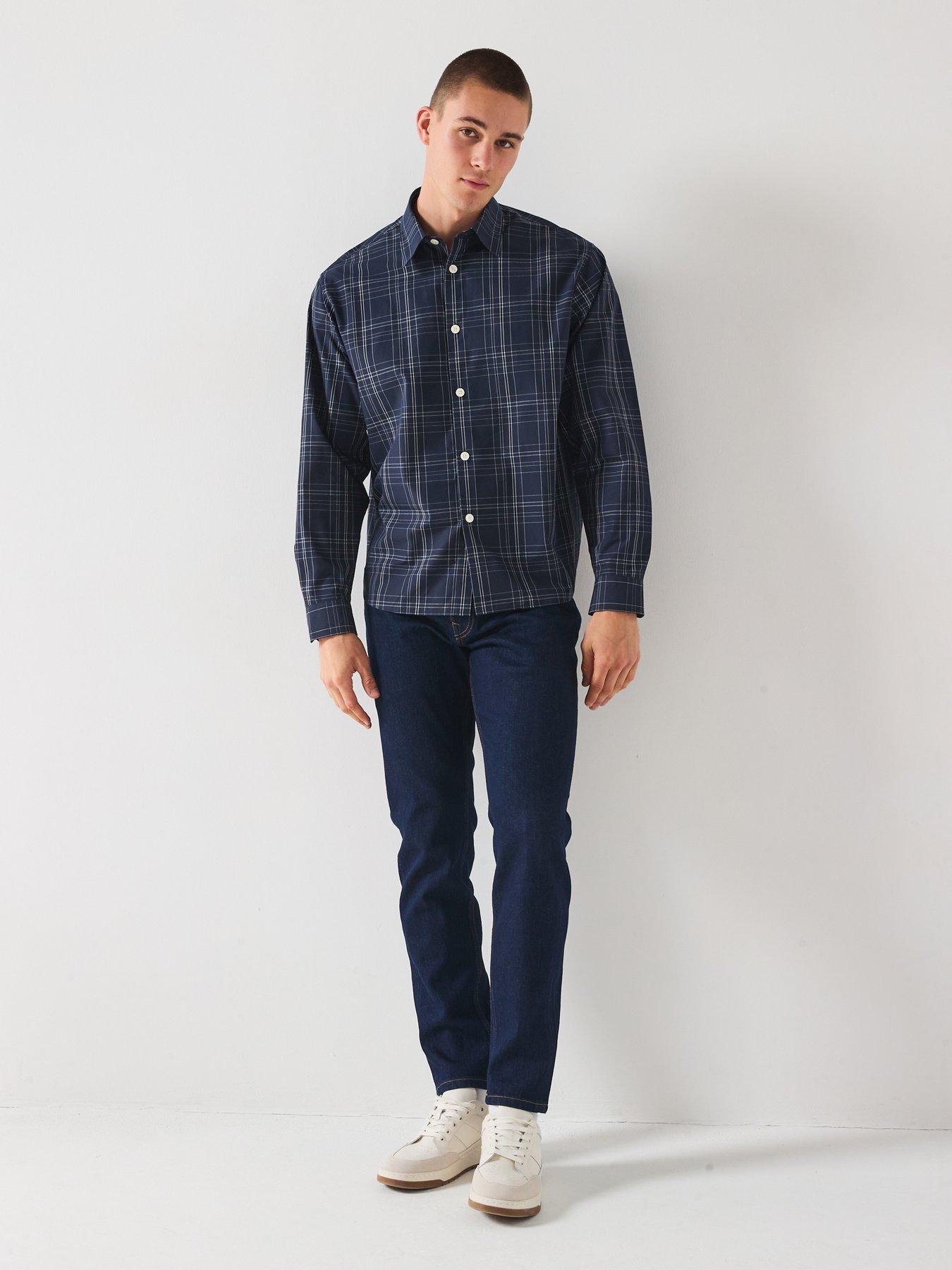 Image 3 of 6 of Selected Ben Long Sleeve Checked Casual Shirt - Navy