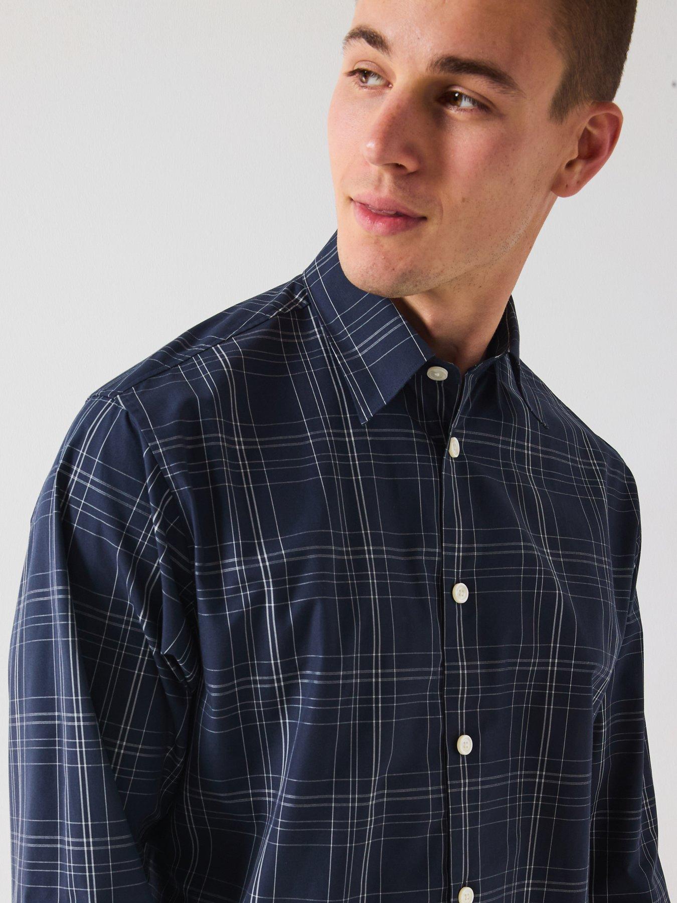 Image 4 of 6 of Selected Ben Long Sleeve Checked Casual Shirt - Navy