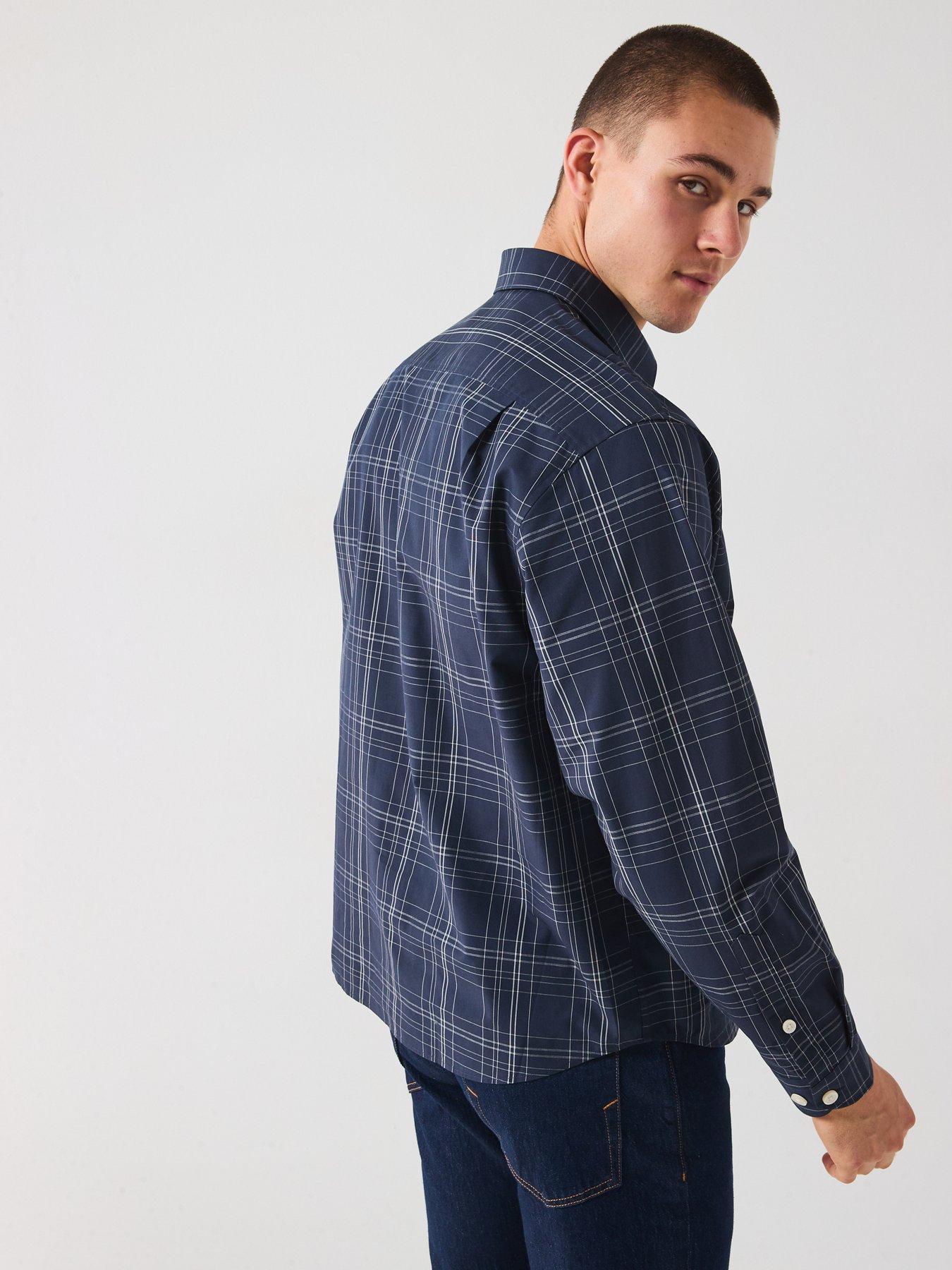 Image 5 of 6 of Selected Ben Long Sleeve Checked Casual Shirt - Navy