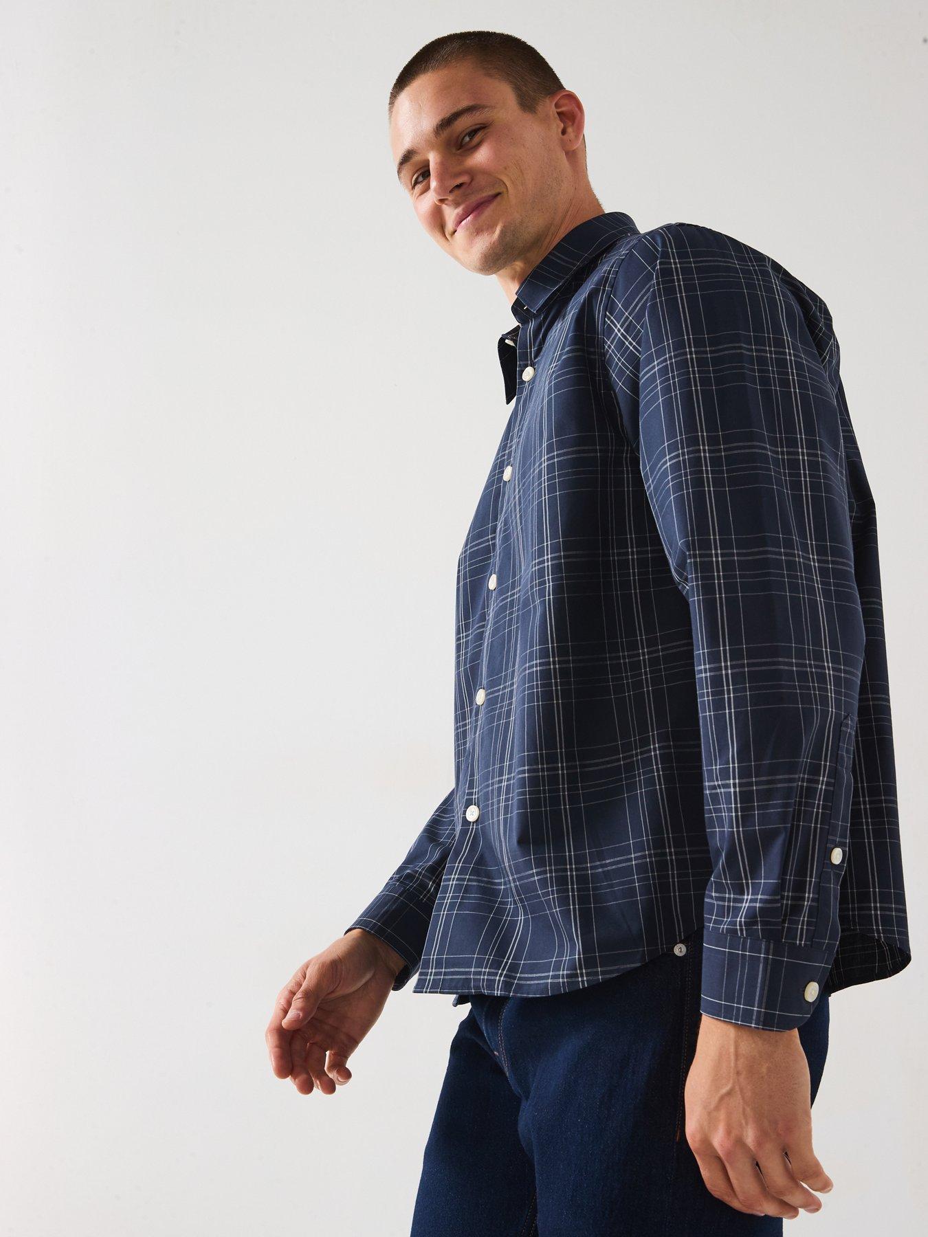 Image 6 of 6 of Selected Ben Long Sleeve Checked Casual Shirt - Navy