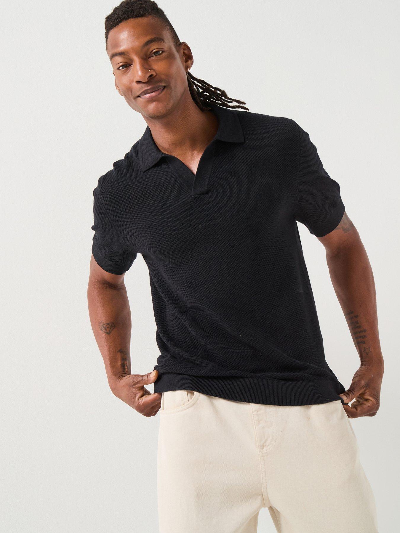 Selected Selected Short Sleeve Knitted Open Collar Polo Top