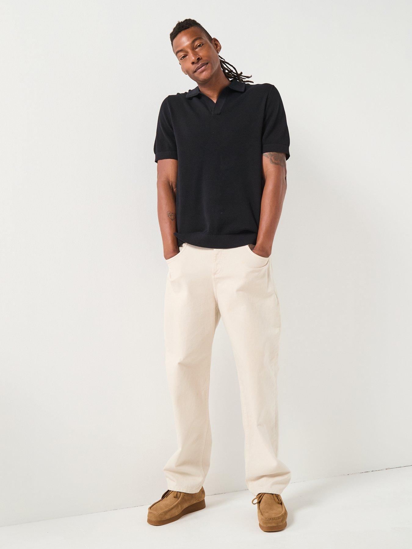 Image 3 of 6 of Selected Selected Short Sleeve Knitted Open Collar Polo Top