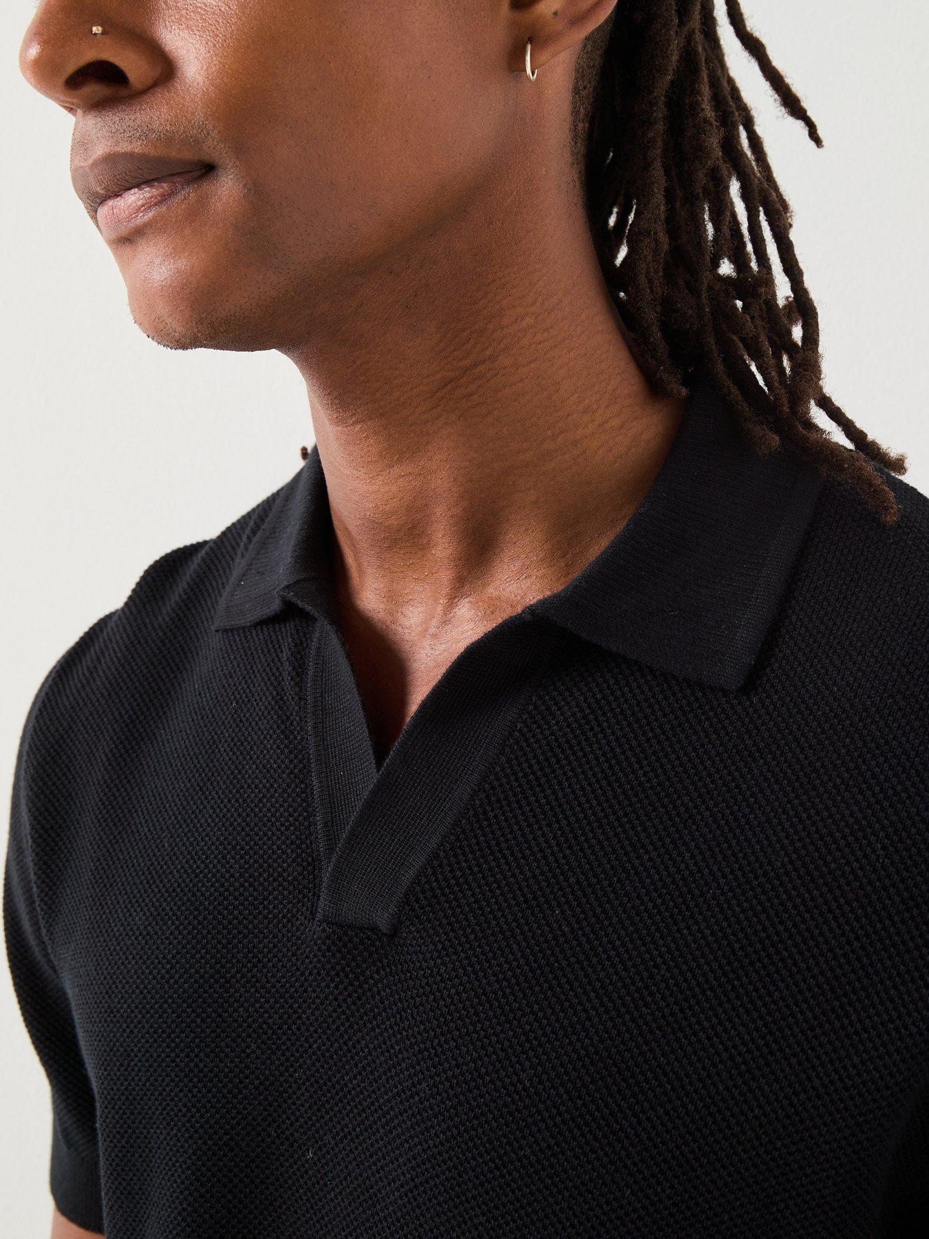 Image 4 of 6 of Selected Selected Short Sleeve Knitted Open Collar Polo Top