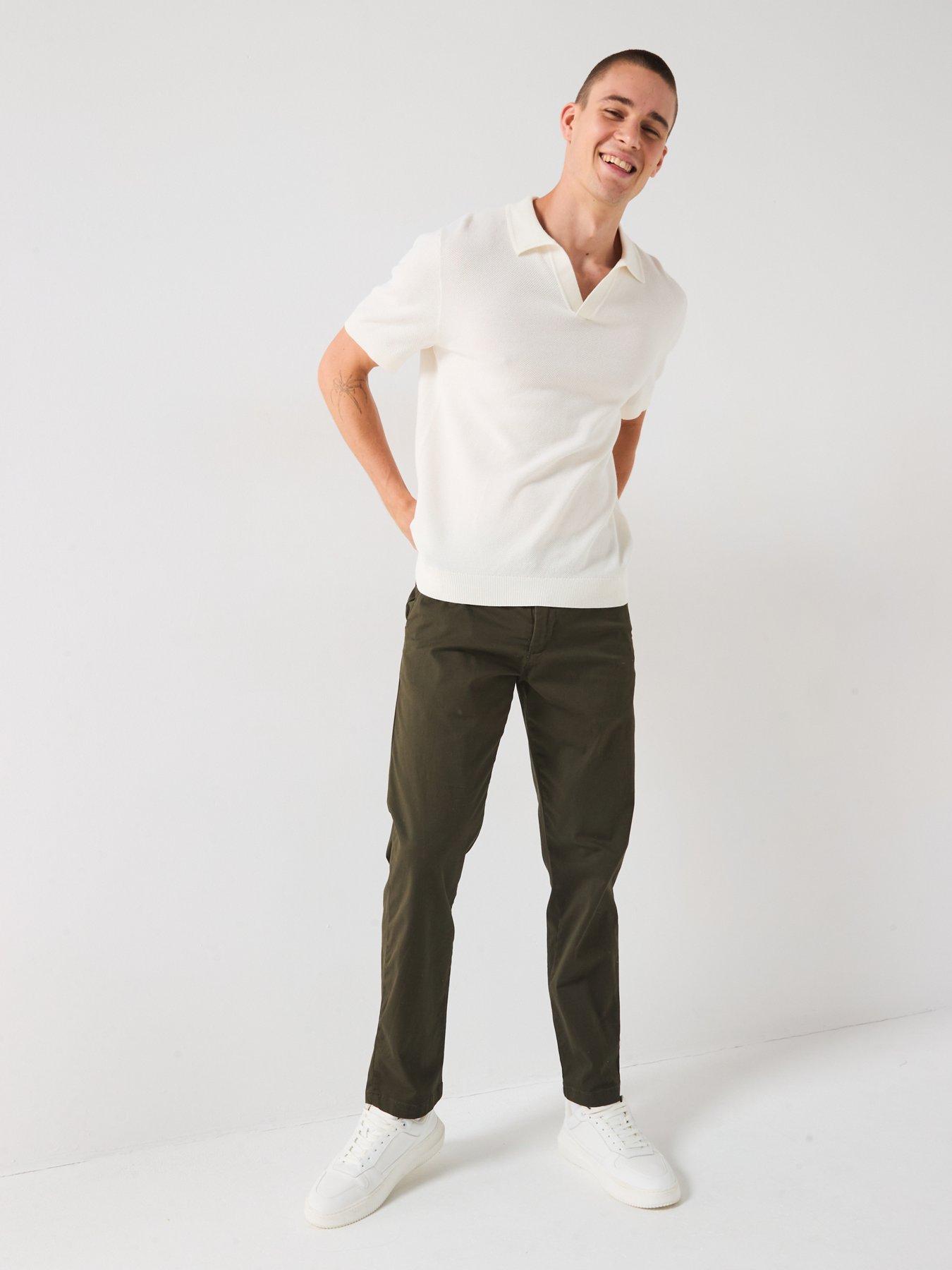 Image 3 of 6 of Selected Short Sleeve Knitted Open Collar Polo Top - Cream